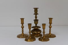 Antike dänische Messing-Kerzenleuchter. Satz von 5.