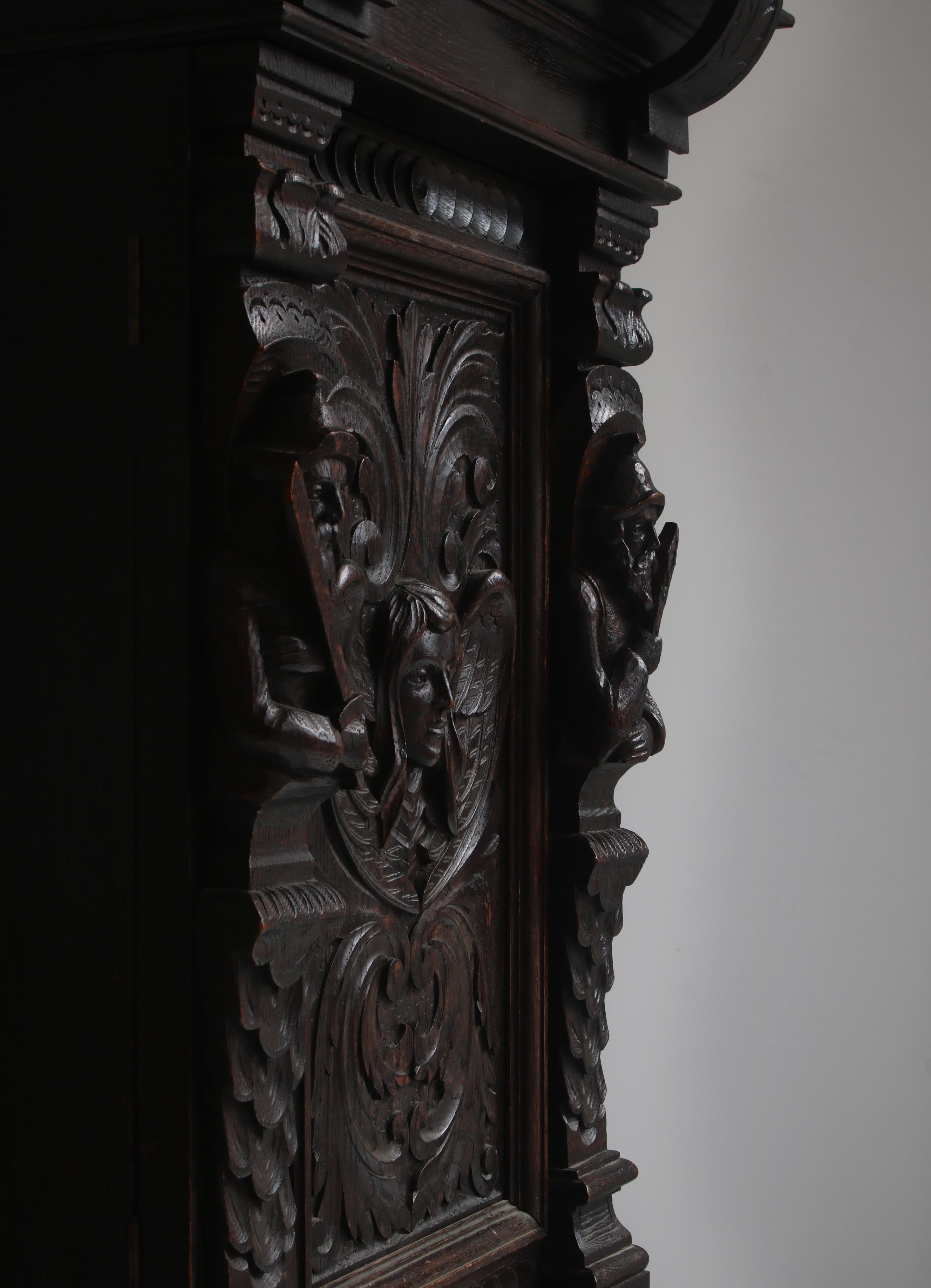 Antique Danish Cabinet in Dark Stained Oak Gothic Style, 1880s 10