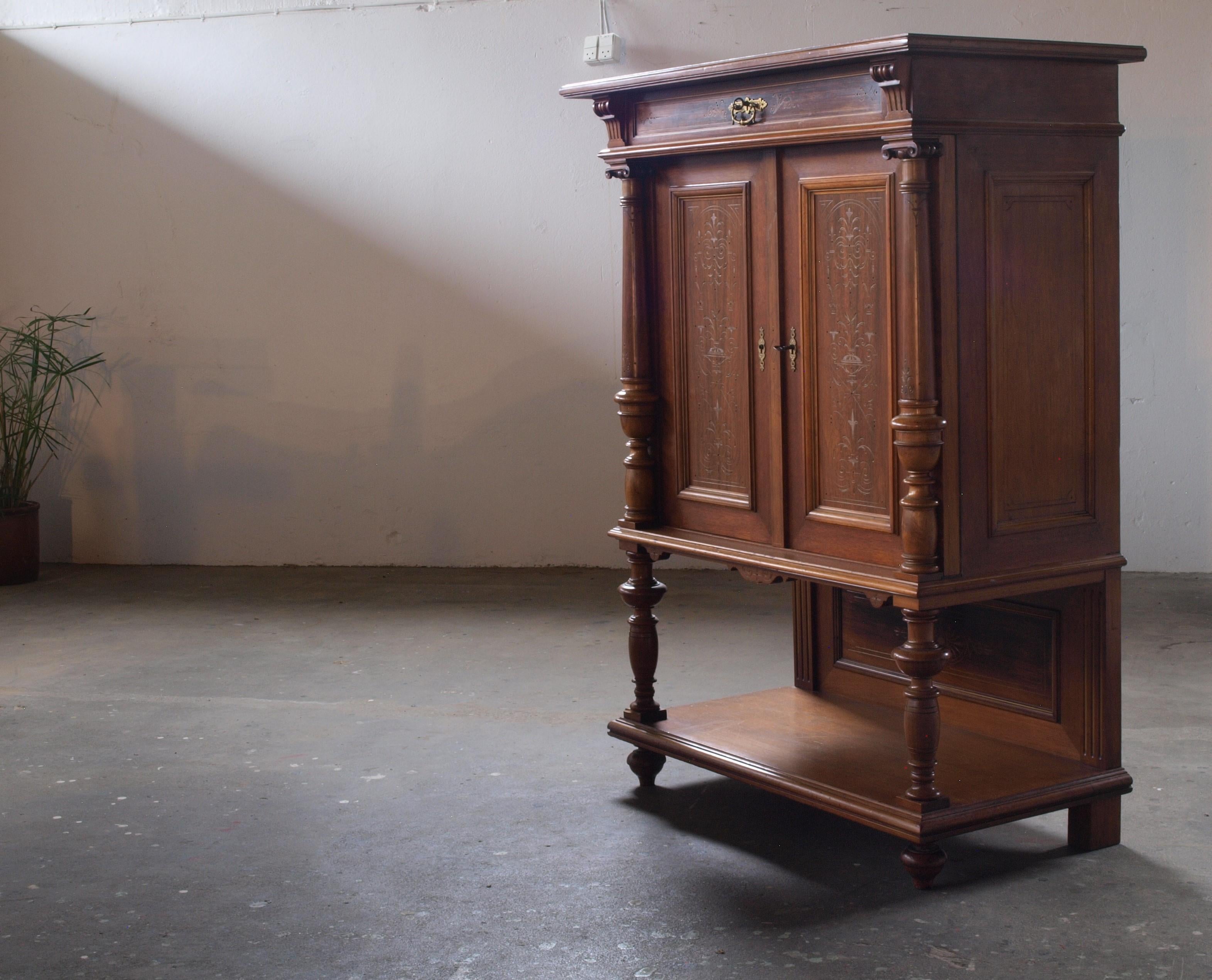 Baroque Antique Danish Cabinet, Mahogany For Sale