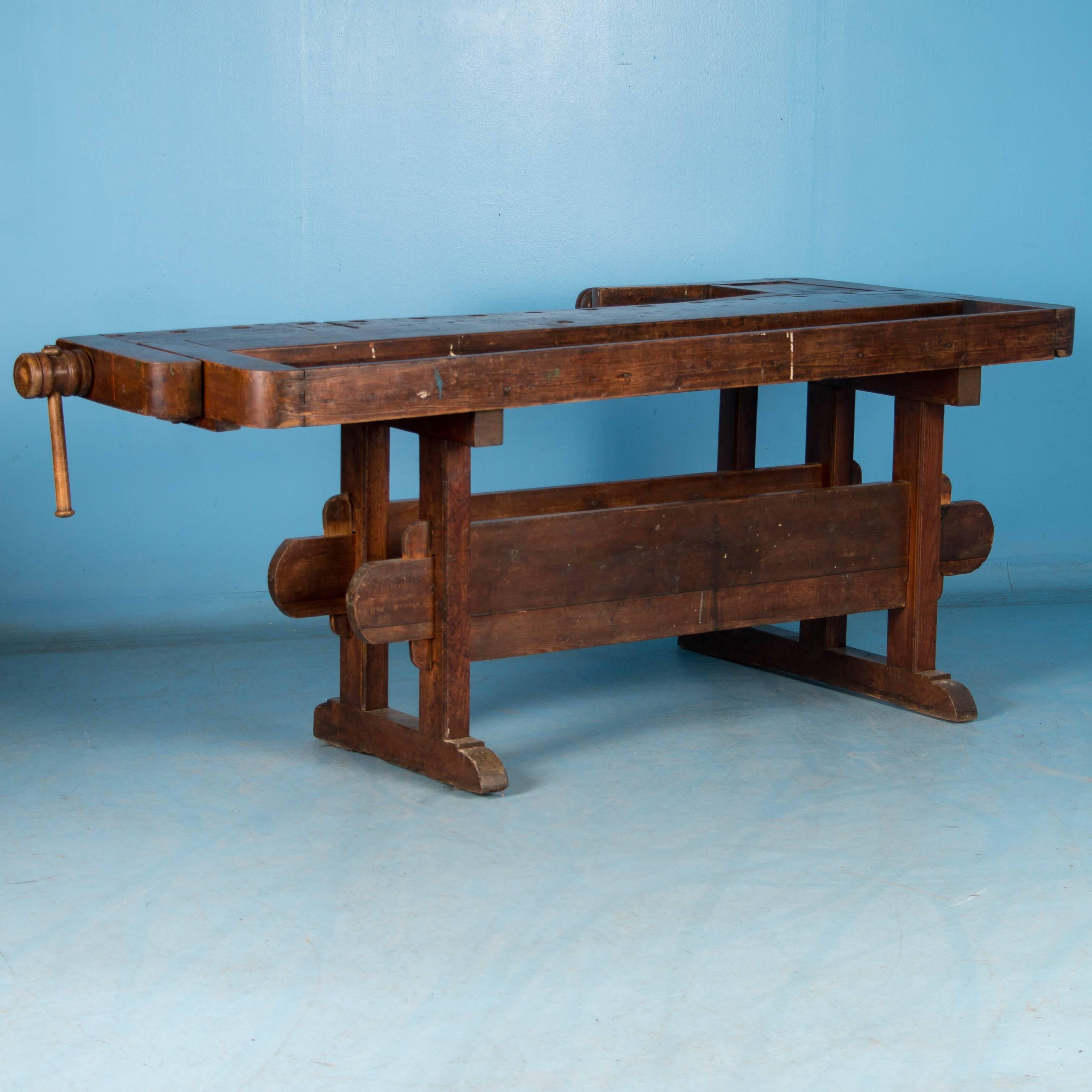 Hungarian Antique Danish Carpenter's Workbench or Console Table