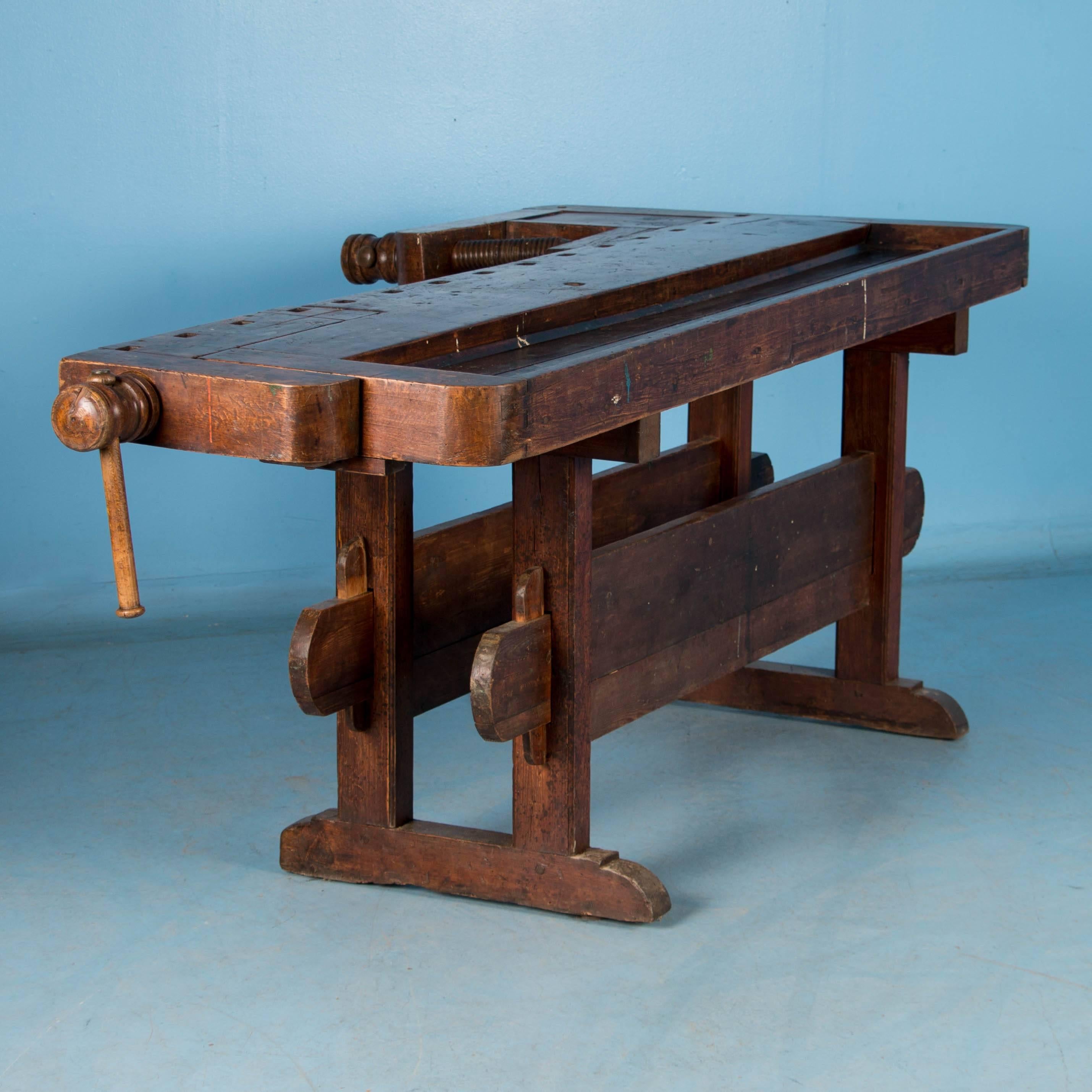 19th Century Antique Danish Carpenter's Workbench or Console Table