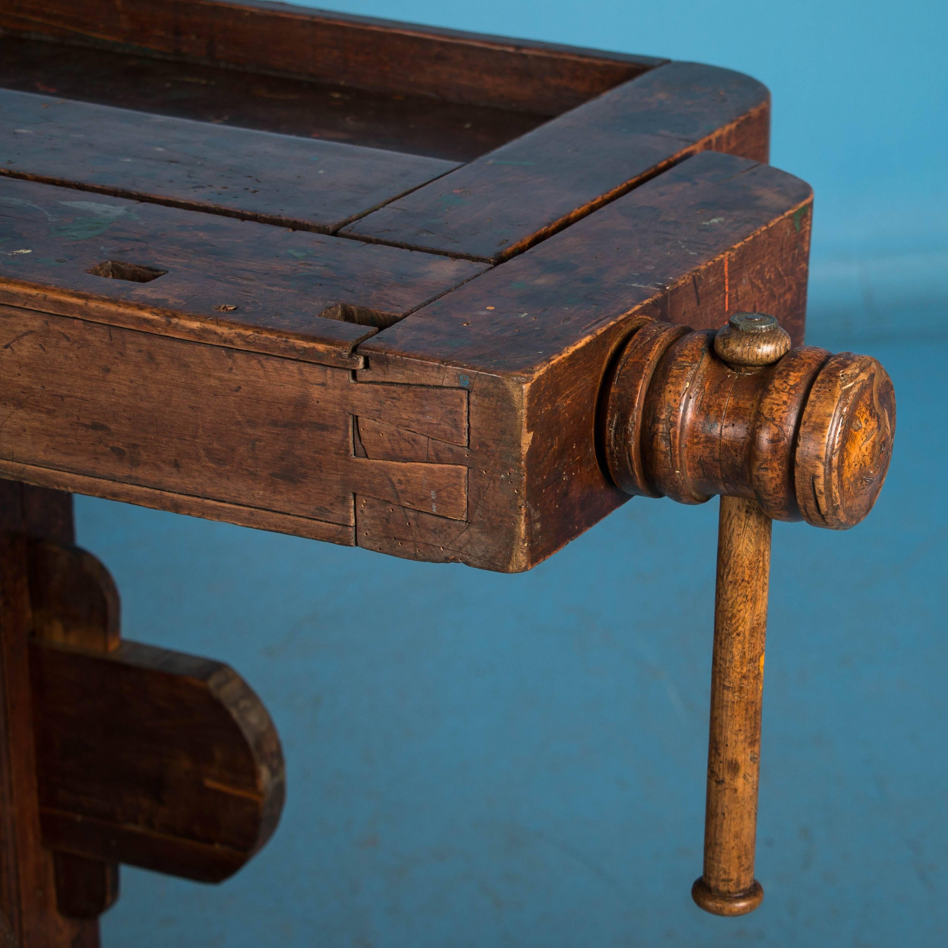 Antique Danish Carpenter's Workbench or Console Table 1