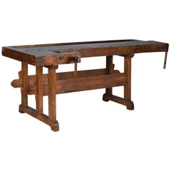 Antique Danish Carpenter's Workbench or Console Table