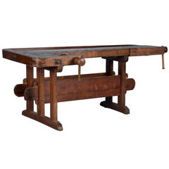 Antique Danish Carpenter's Workbench or Console Table