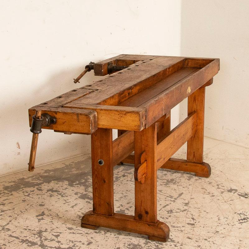 Antique Danish Carpenters Workbench Work Table In Good Condition In Round Top, TX