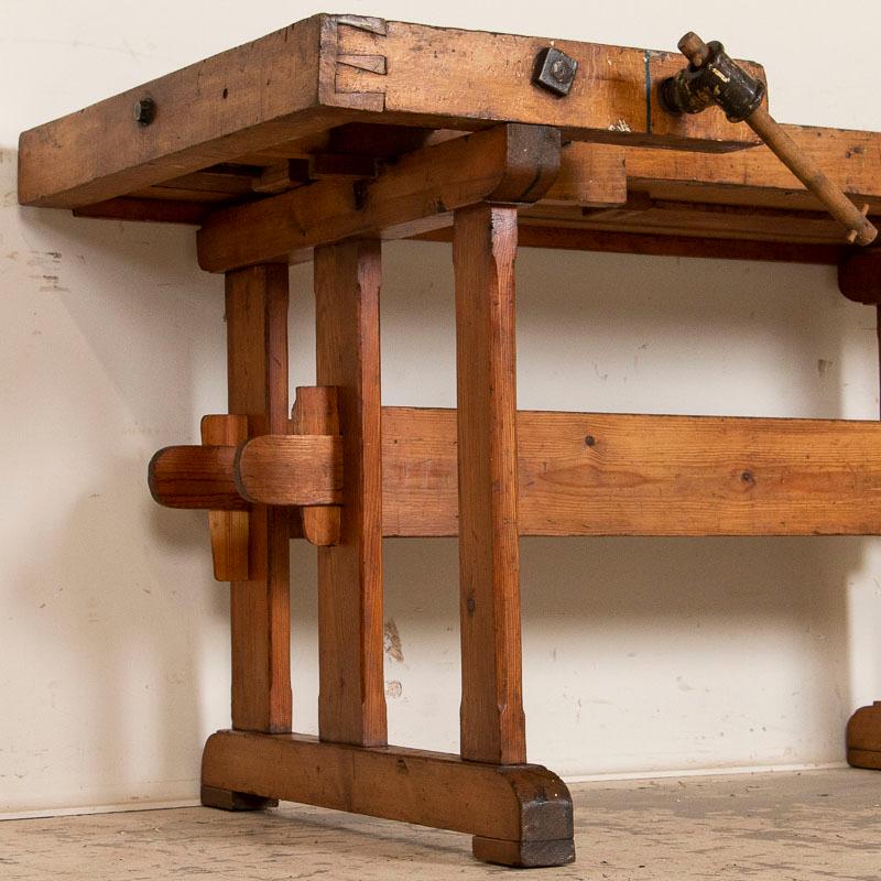 20th Century Antique Danish Carpenters Workbench Work Table