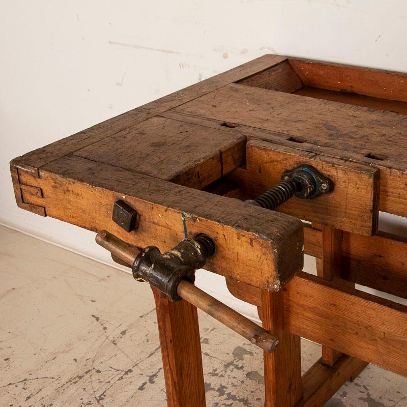 Wood Antique Danish Carpenters Workbench Work Table