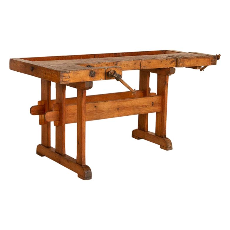 Antique Danish Carpenters Workbench Work Table