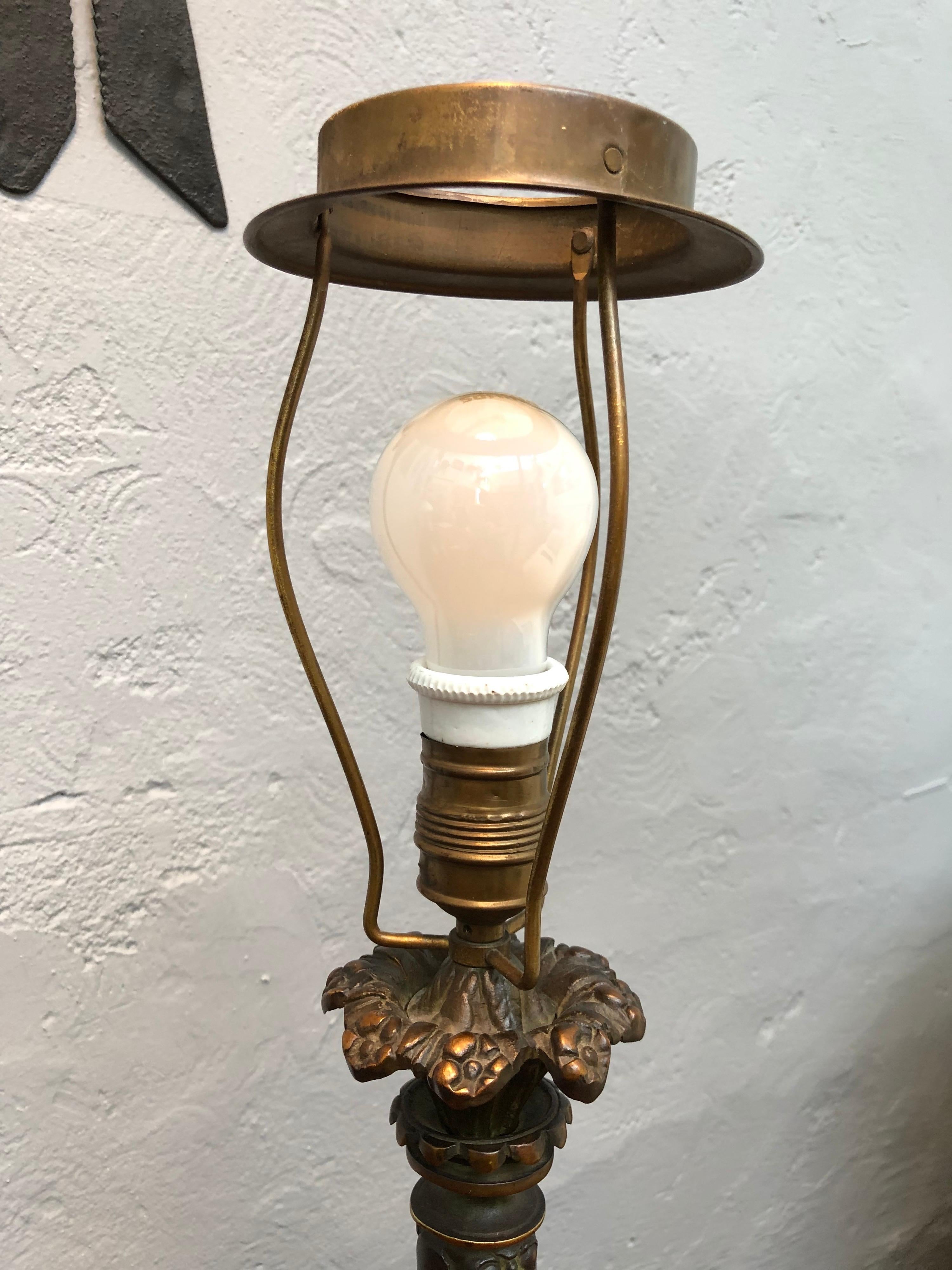 Antique Danish Cast Bronze Table Lamp For Sale 2