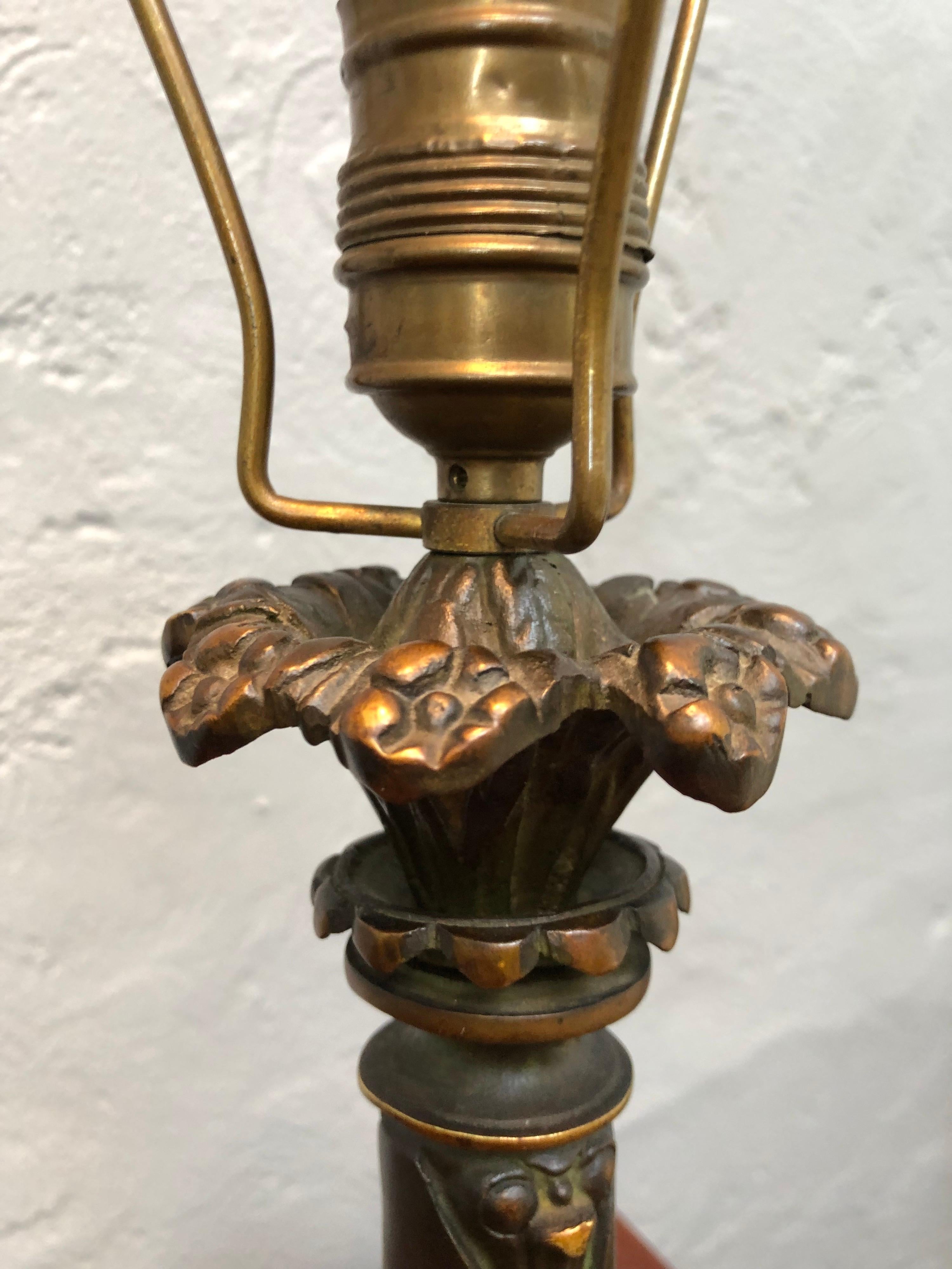 Antique Danish Cast Bronze Table Lamp For Sale 3