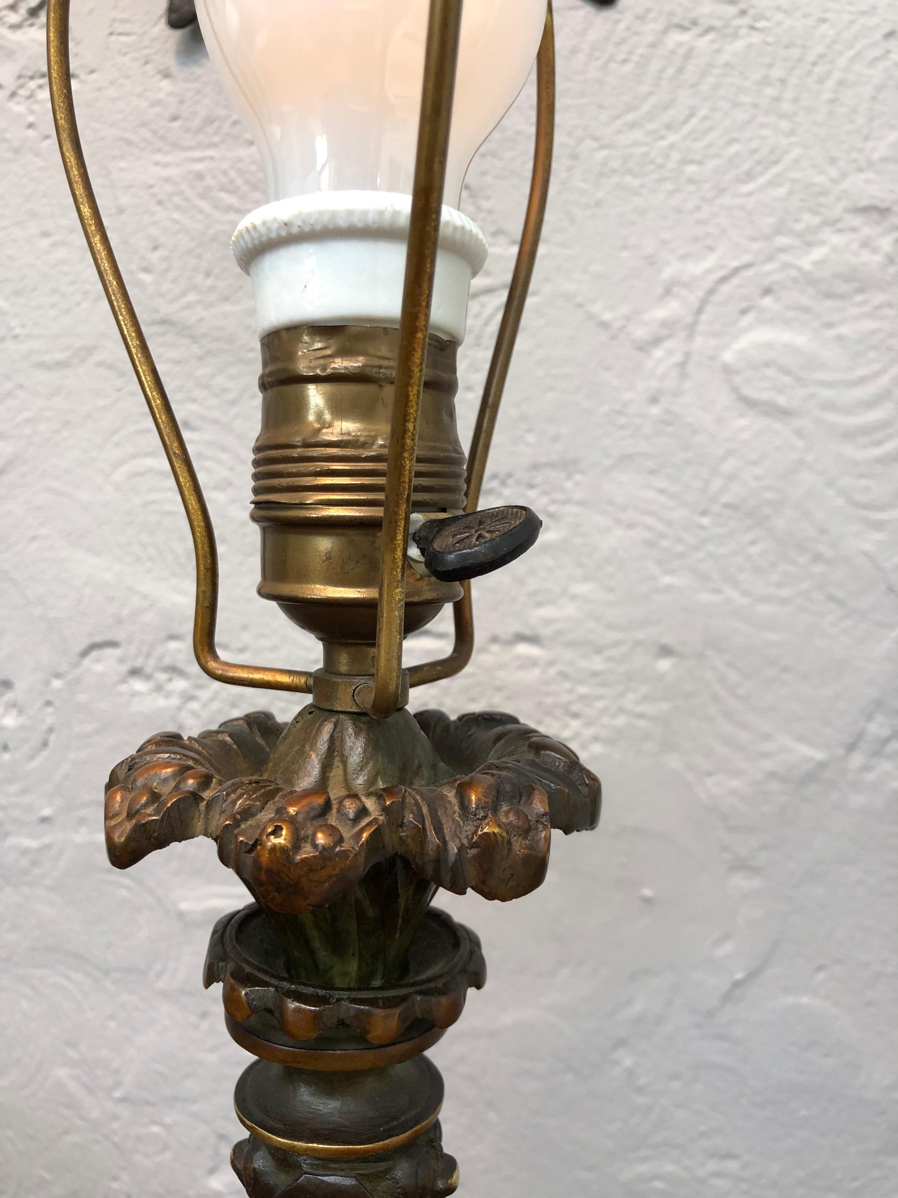 Antique Danish Cast Bronze Table Lamp For Sale 4