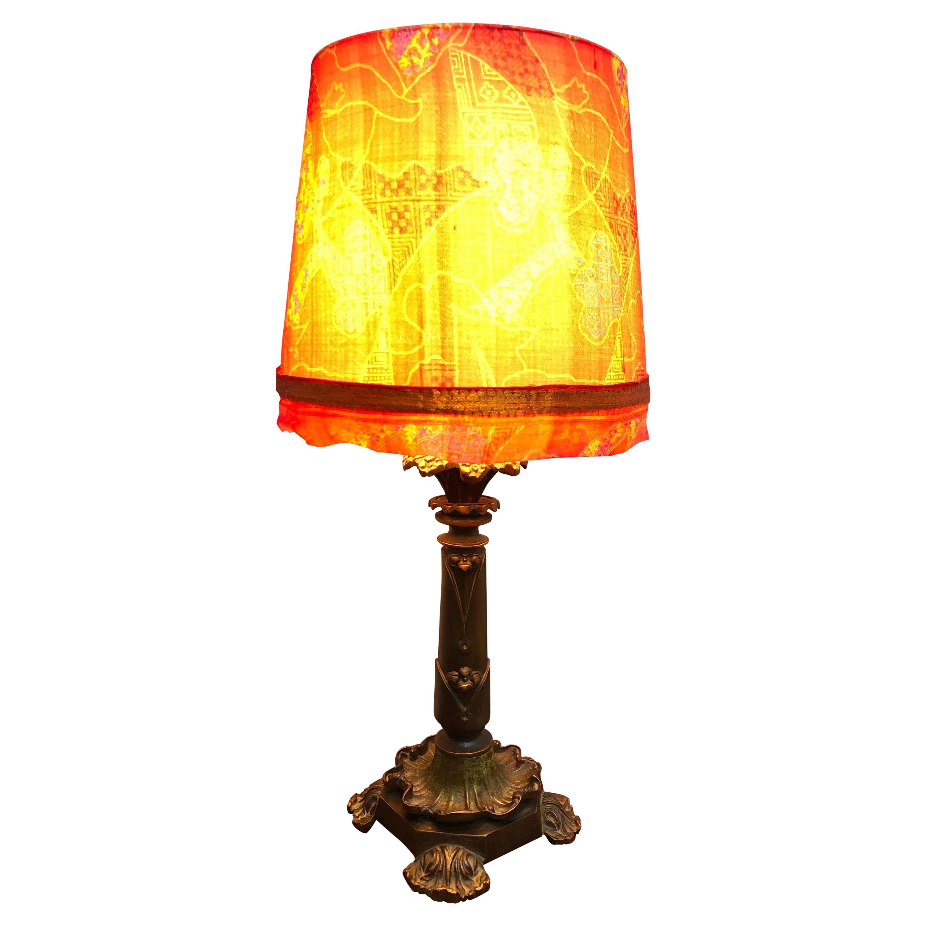 Antique Danish Cast Bronze Table Lamp For Sale