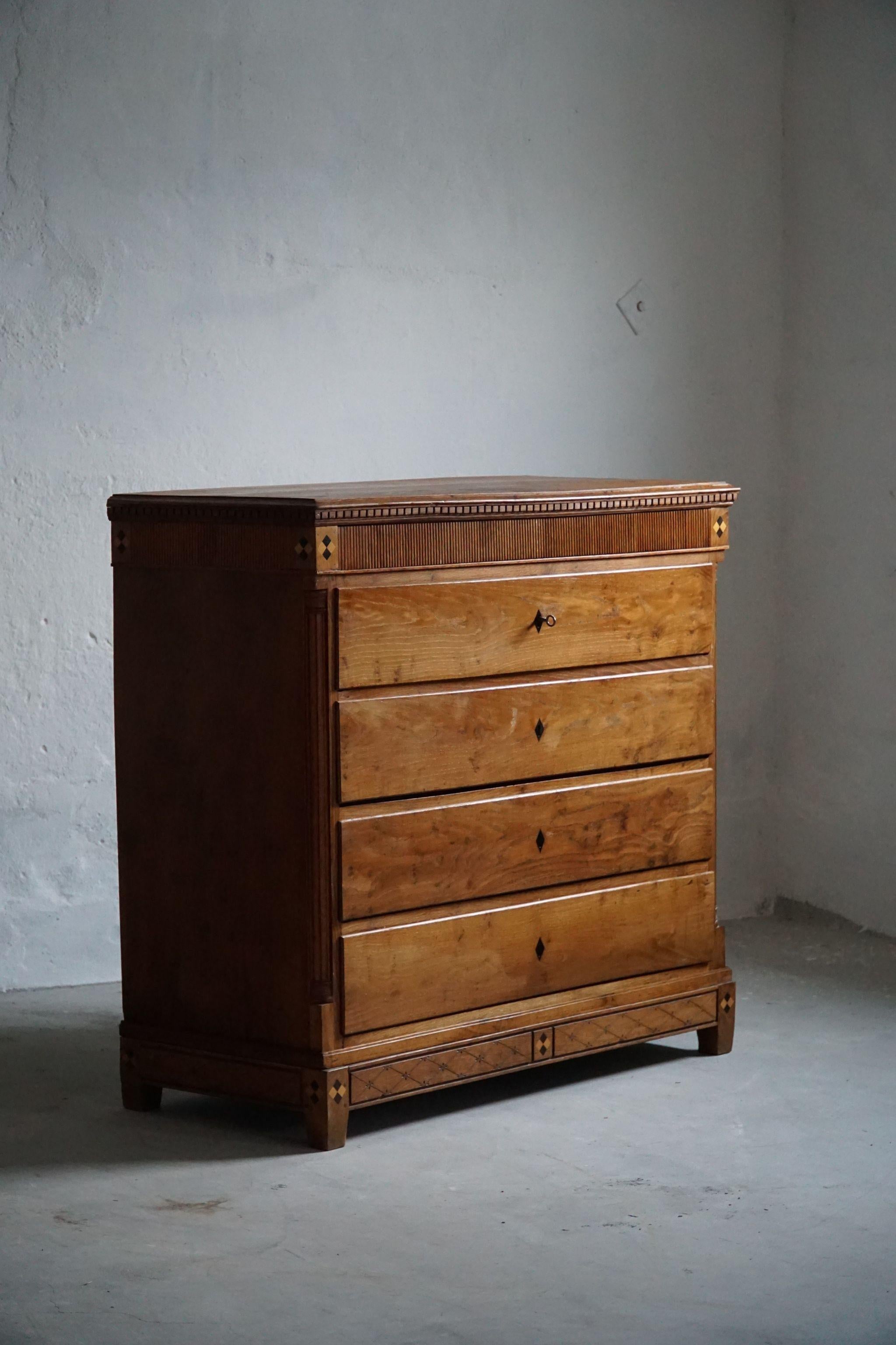 Antique Danish Chest of Drawers in Oak, Made in Late 18th Century, Louis 16 8
