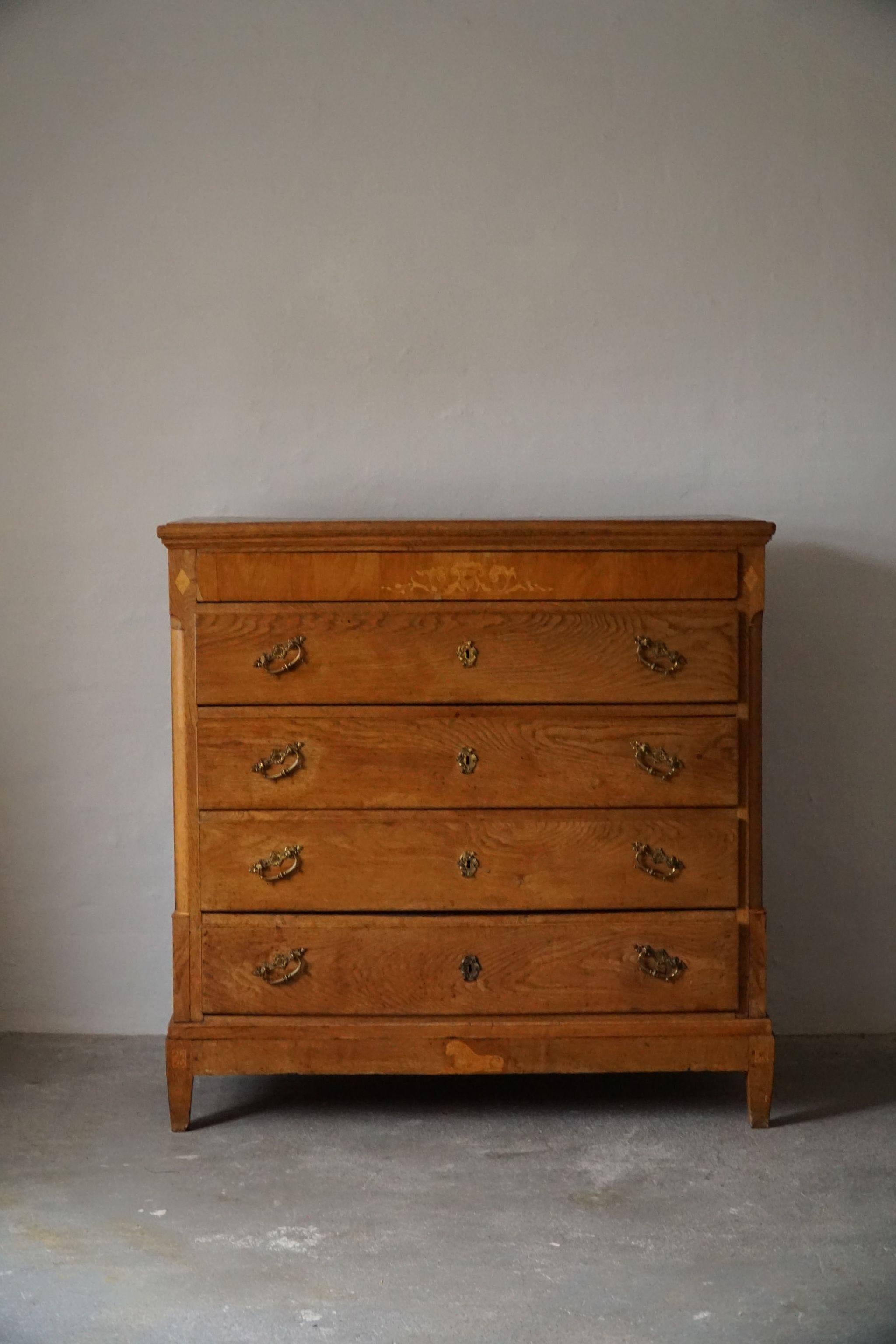 Louis XVI Antique Danish Chest of Drawers in Oak, Made in Late 18th Century, Louis 16 For Sale