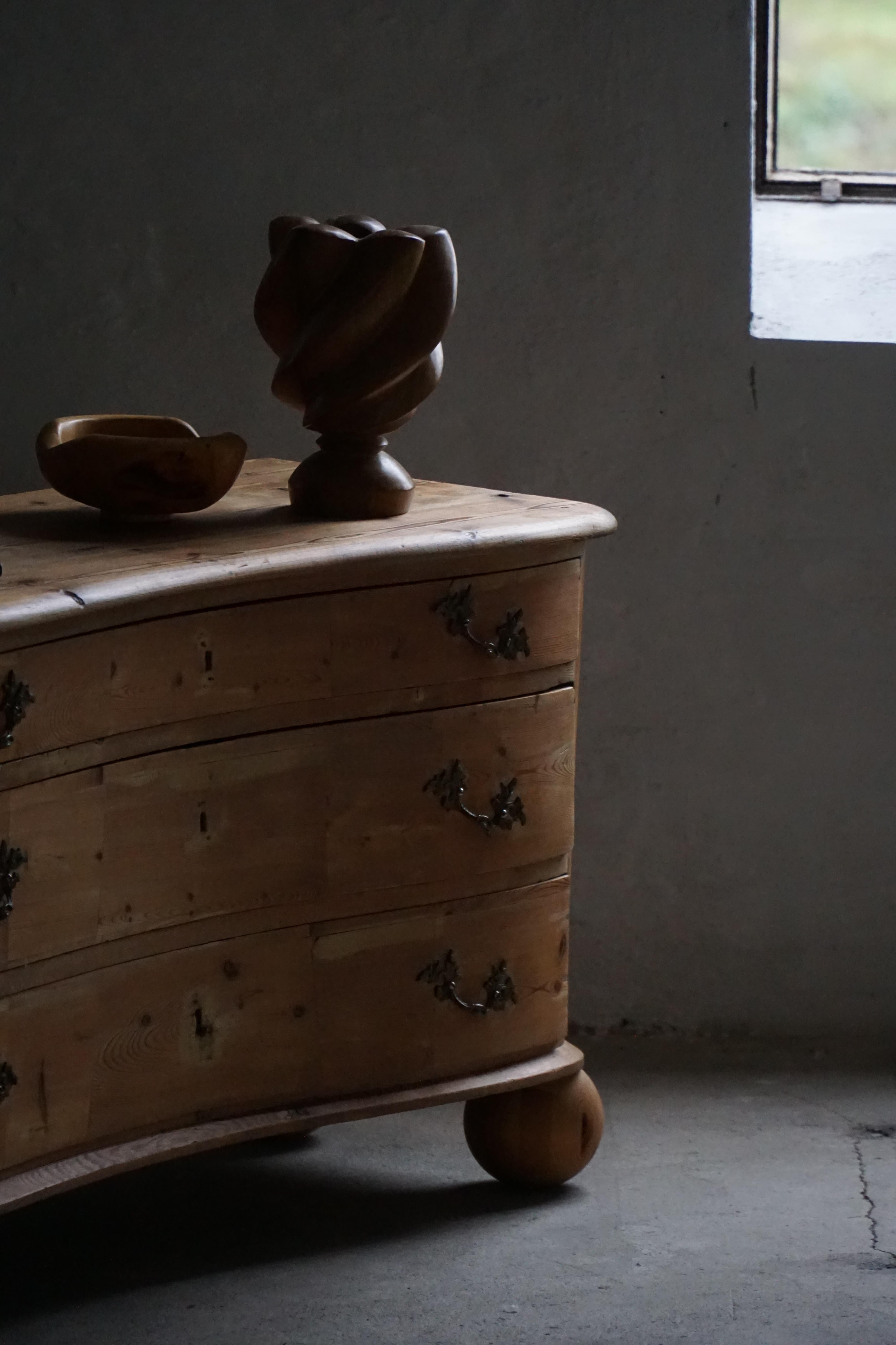 Antique Danish Chest of Drawers in Pine with Ball Feets, Late 19th Century For Sale 4