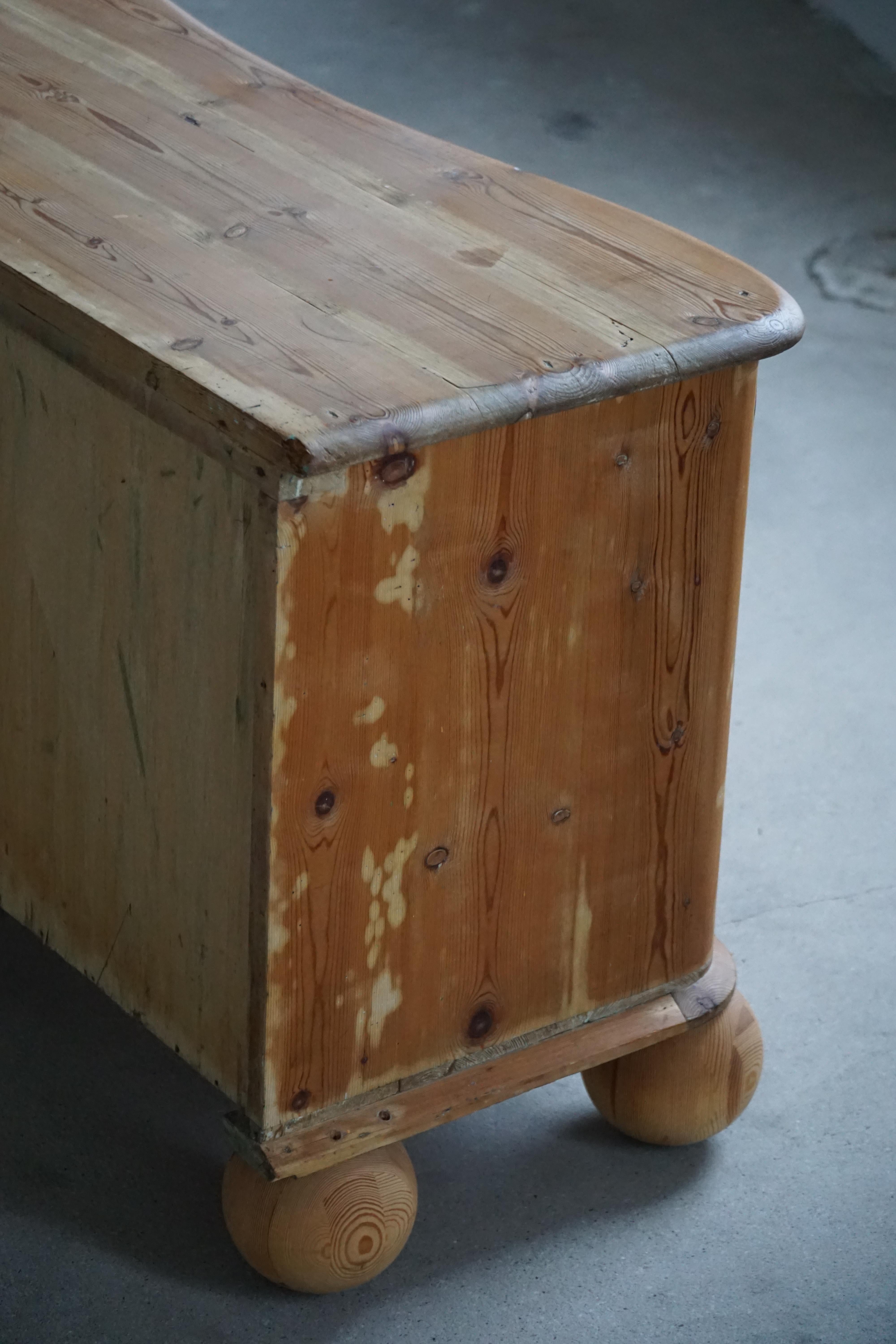 Antique Danish Chest of Drawers in Pine with Ball Feets, Late 19th Century For Sale 6