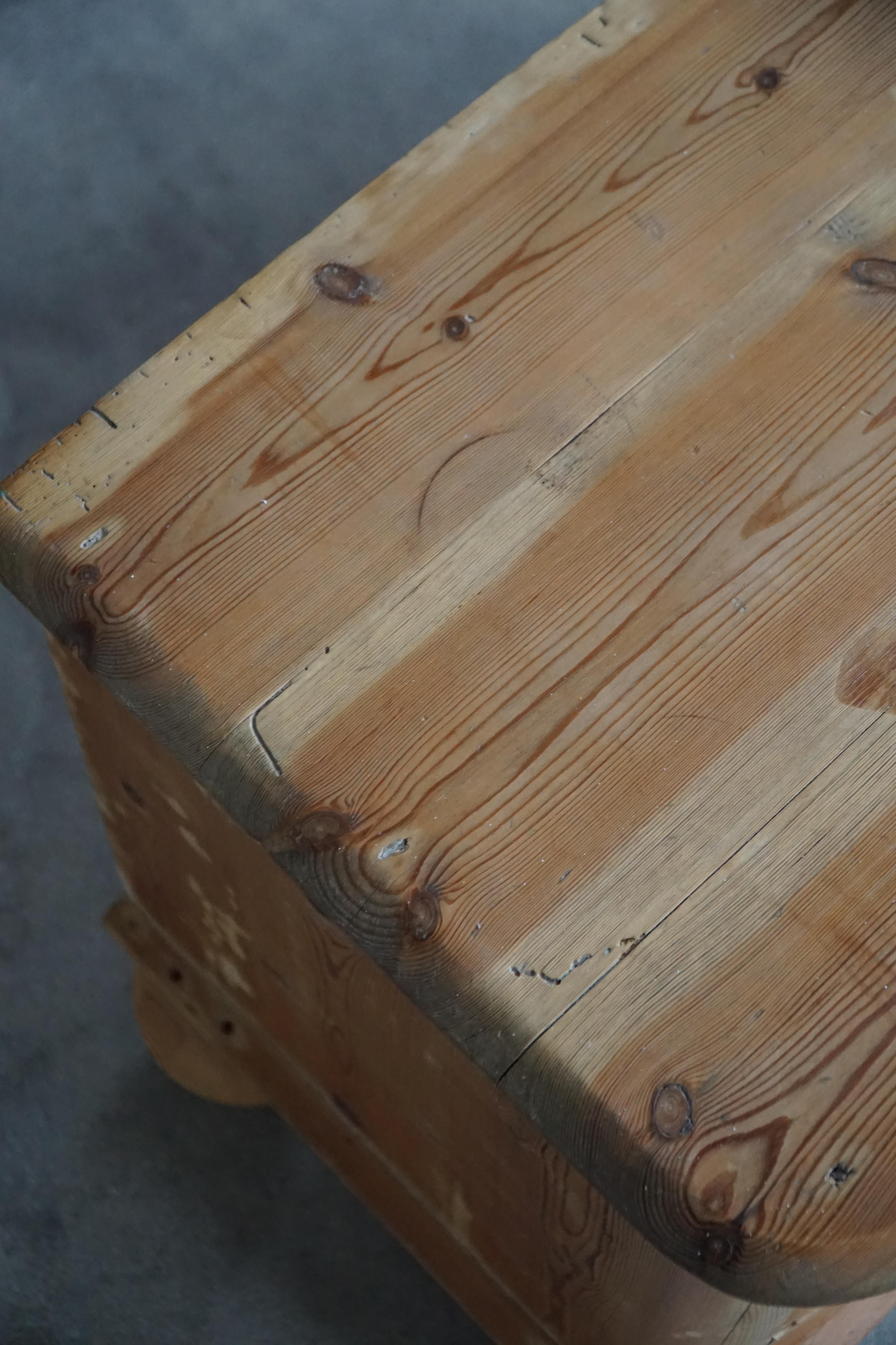 Antique Danish Chest of Drawers in Pine with Ball Feets, Late 19th Century For Sale 10