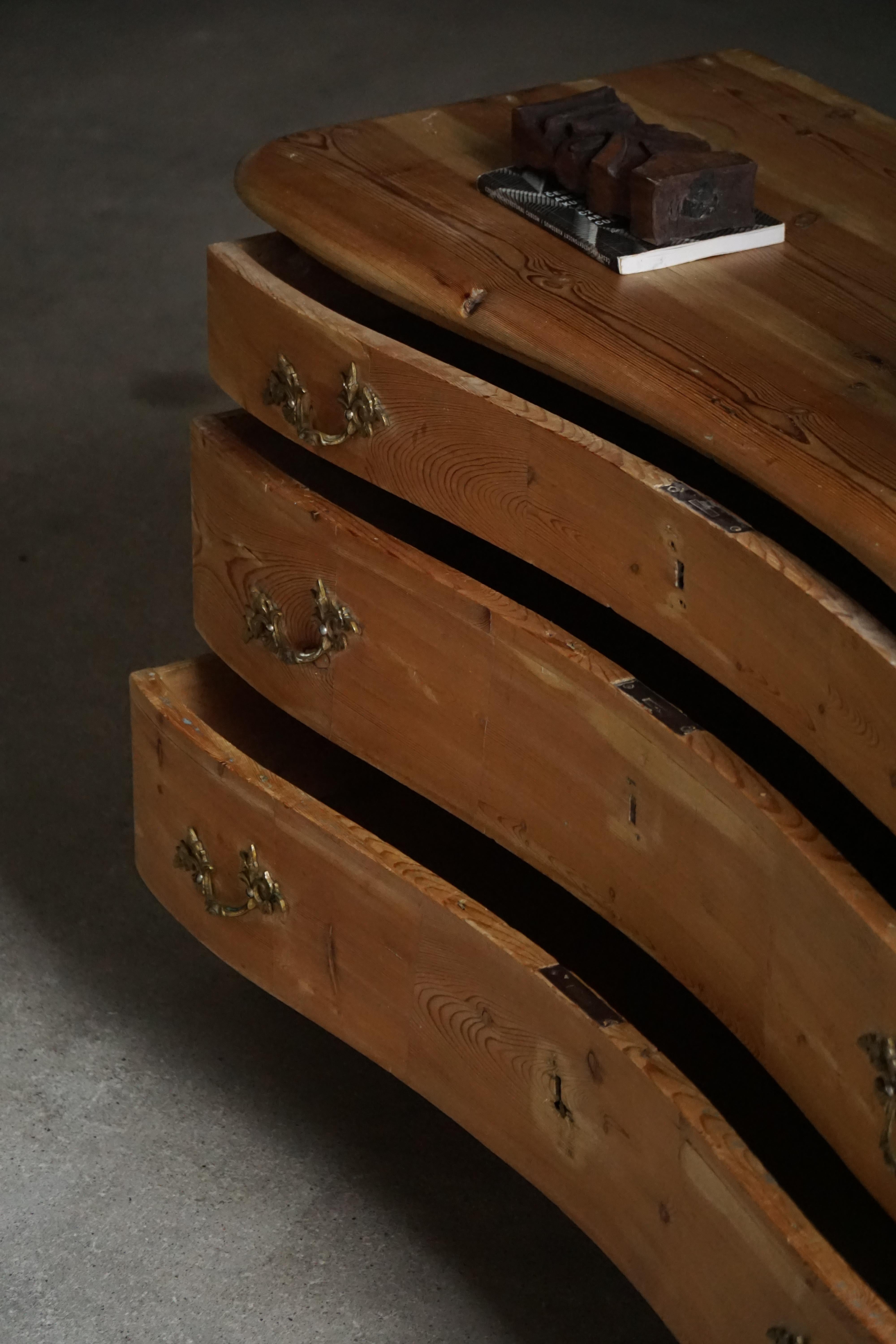 Antique Danish Chest of Drawers in Pine with Ball Feets, Late 19th Century For Sale 1