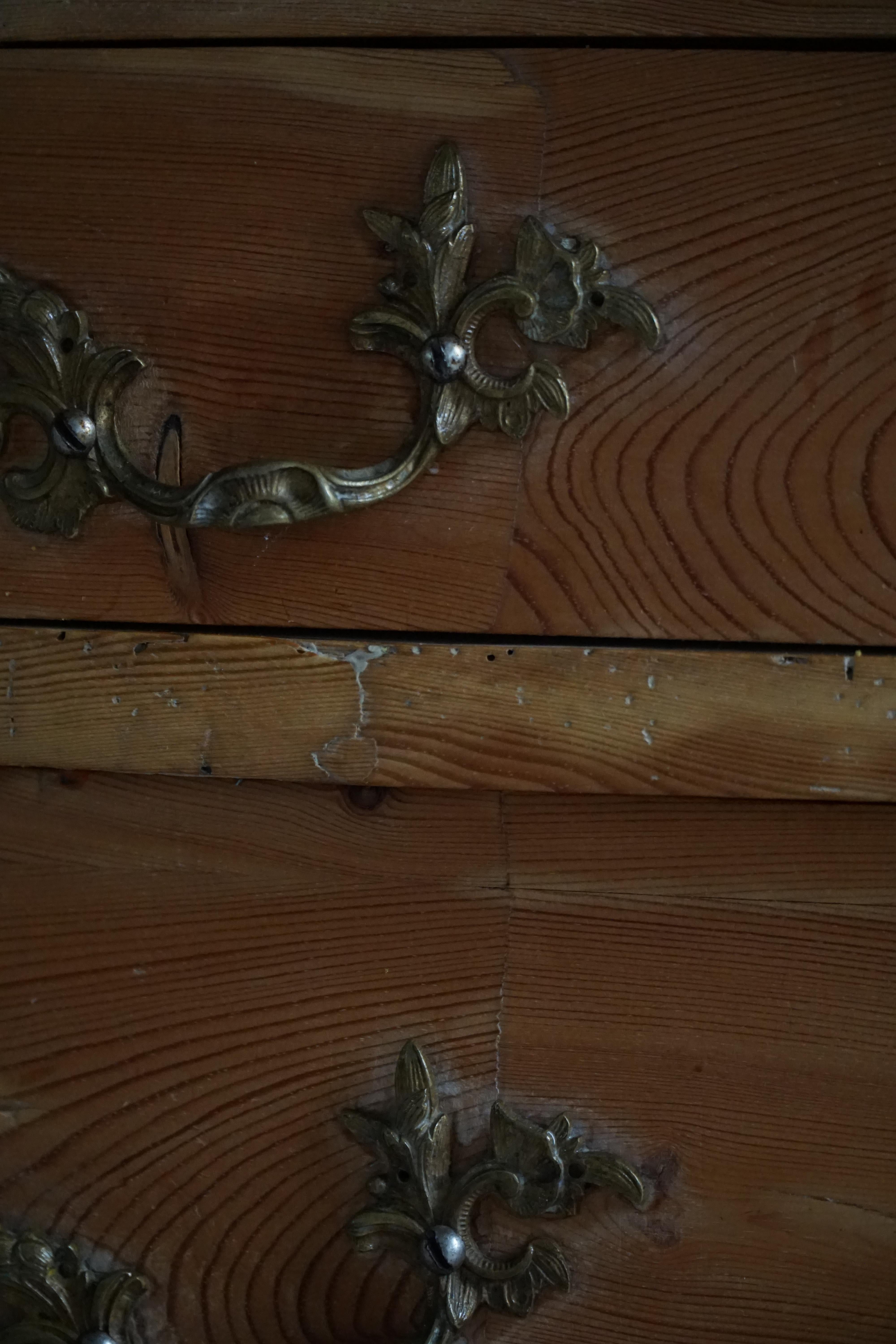 Antique Danish Chest of Drawers in Pine with Ball Feets, Late 19th Century For Sale 2