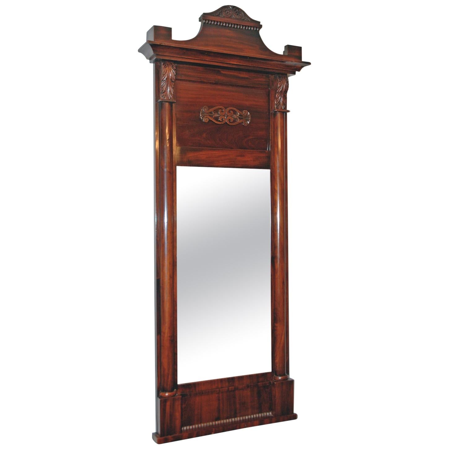 Antique Danish Christian VIII Empire Mirror in West Indies Mahogany, circa 1830