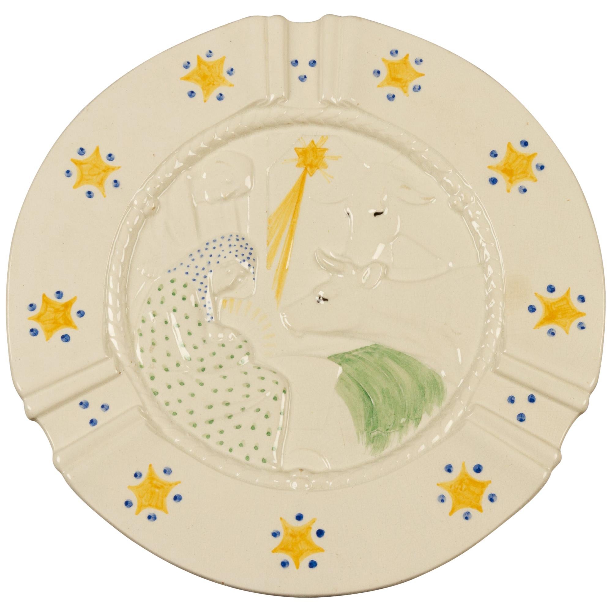 Ancienne assiette décorative danoise de Noël en porcelaine par Aluminia:: 1904