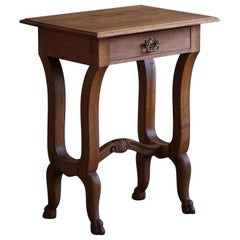 Antigua Mesa Consola Danesa, Roble Macizo, Patas de León Talladas, Estilo Barroco, Década de 1890