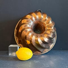 Antique Danish Copper Cake Baking Twisted Mold Form, 1810-1830's