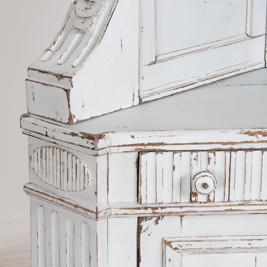19th Century Antique Danish Corner Cabinet Painted White