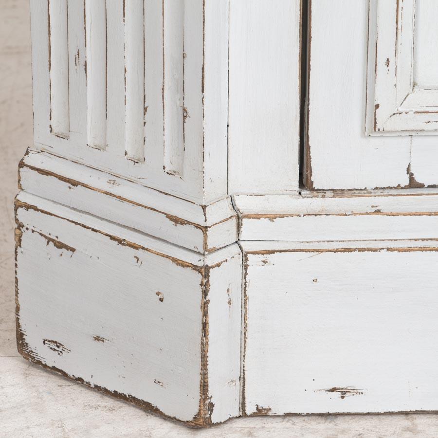 Wood Antique Danish Corner Cabinet Painted White