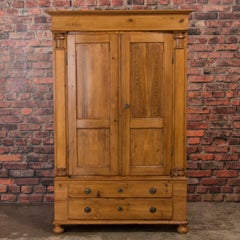 Antique Danish Country Biedermeier Pine Armoire