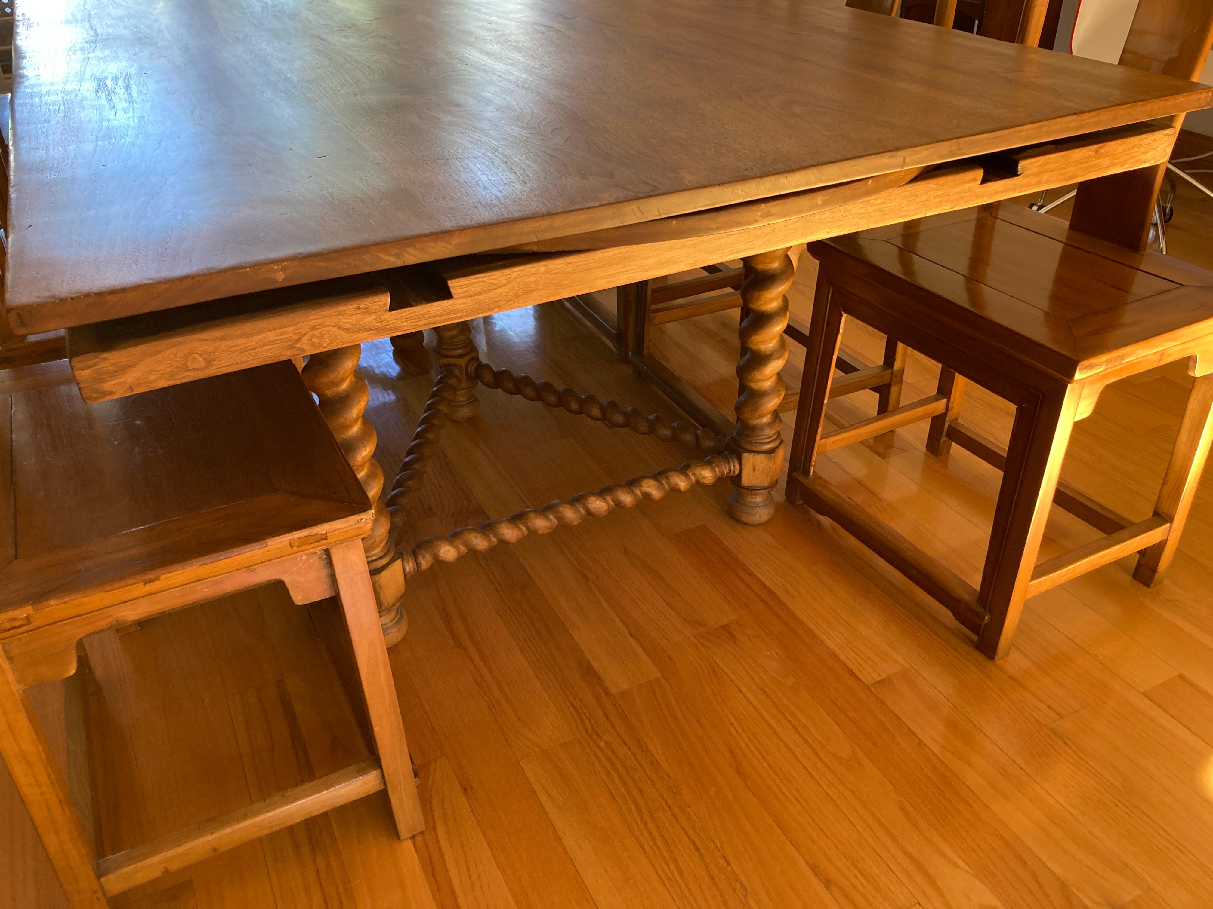 Antique Danish Dining Table with Turned Legs 19th Century 12