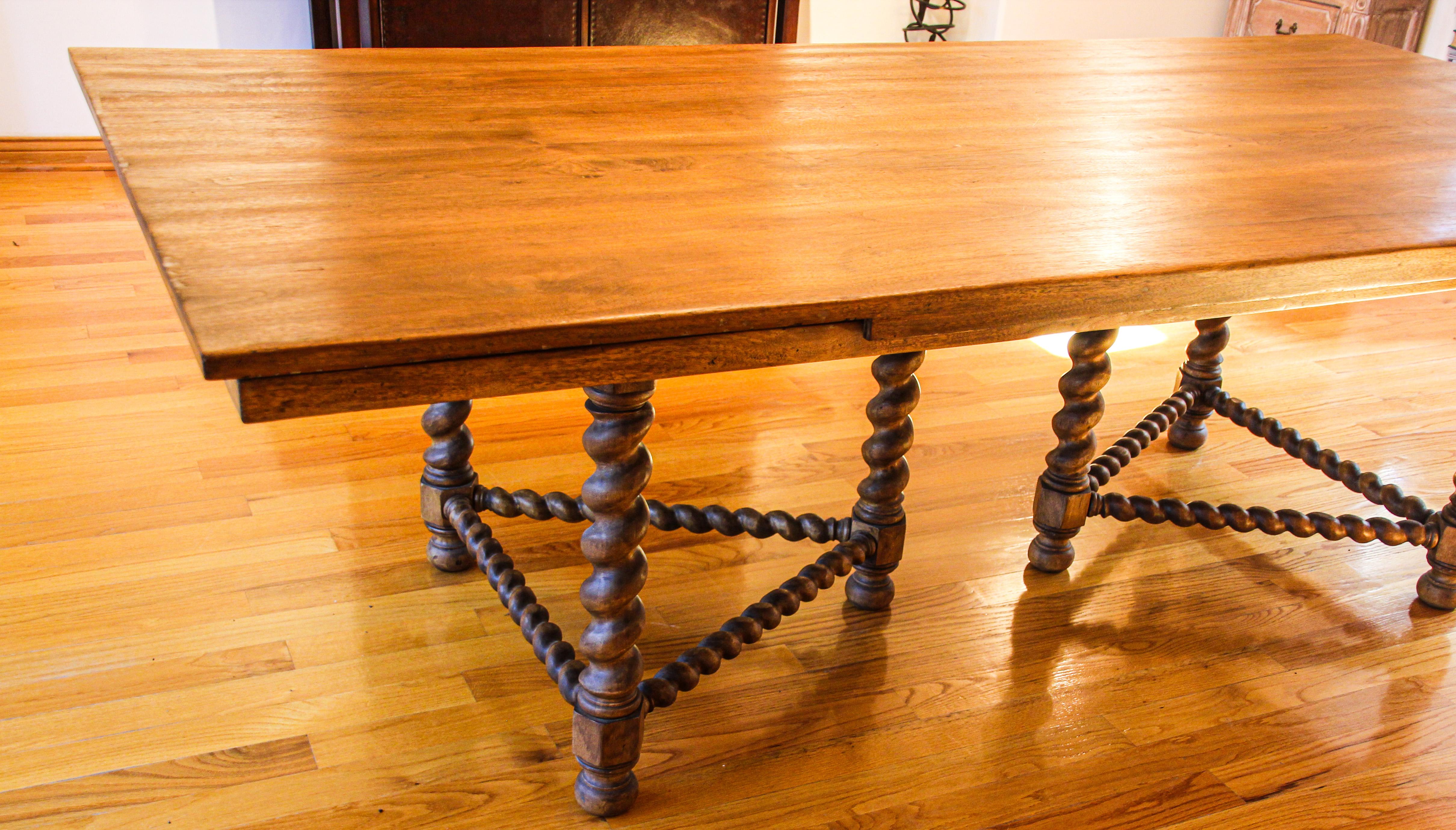 Hand-Crafted Antique Danish Dining Table with Turned Legs 19th Century