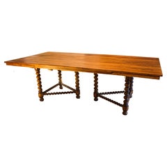 Antique Danish Dining Table with Turned Legs 19th Century