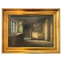 Antico dipinto danese dell'inizio del XX secolo di L. Johansen