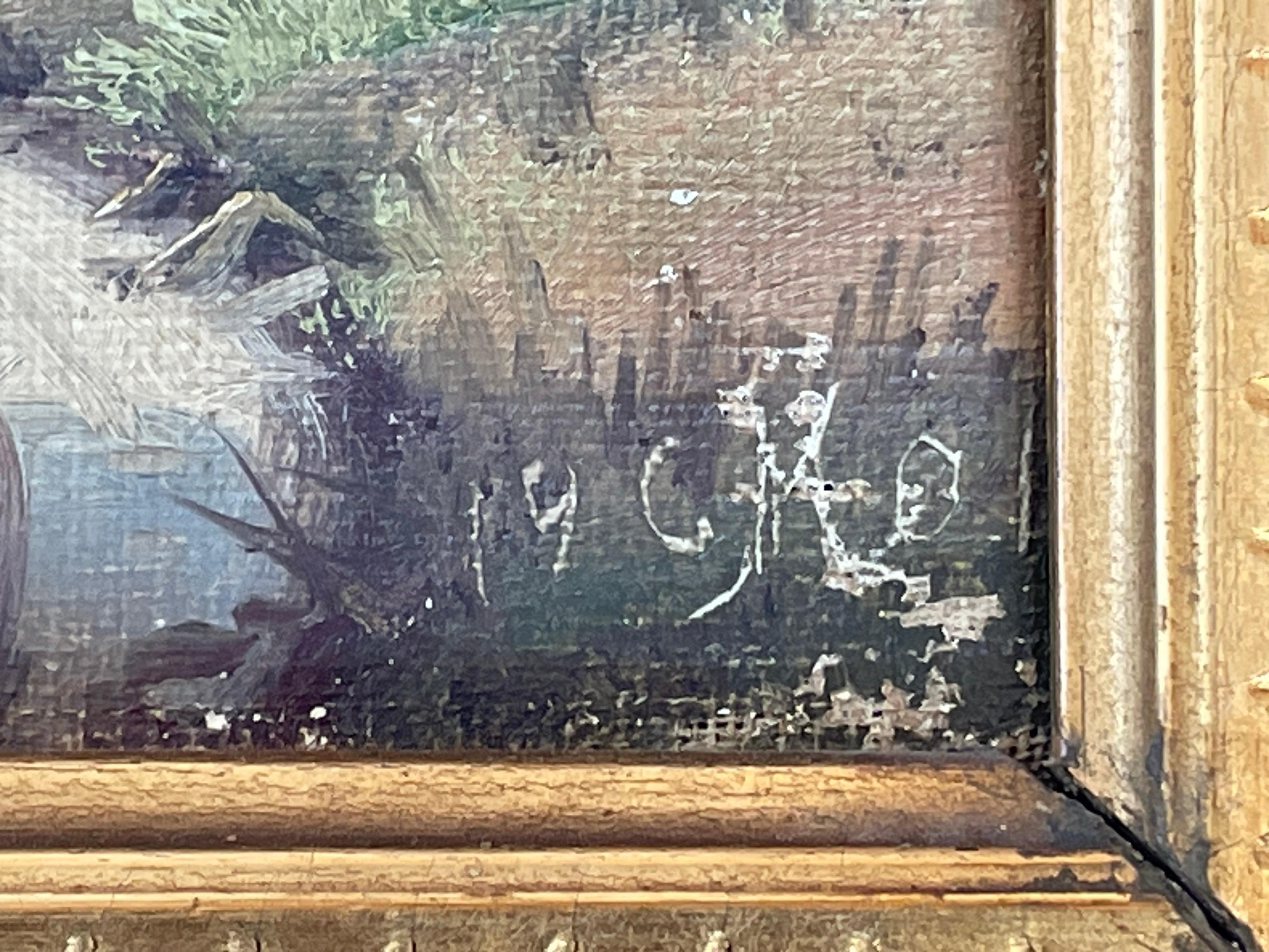 Antike dänische Anfang des 20. Jahrhunderts Landschaft Ölgemälde der Landschaft Bauernhof (Dänisch) im Angebot
