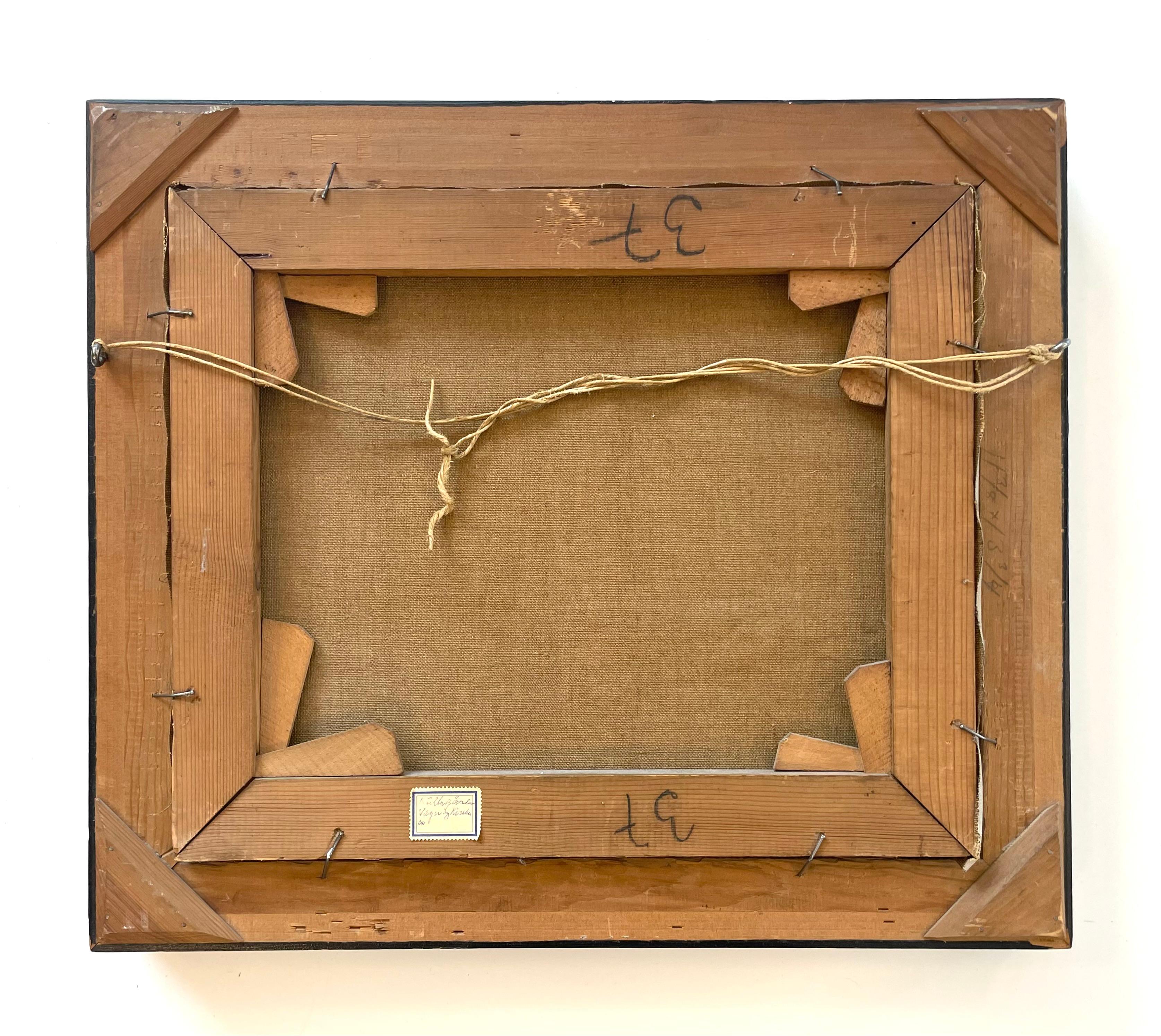 Antiguo óleo danés de principios del siglo XX sobre un paisaje de una pequeña granja en venta 3