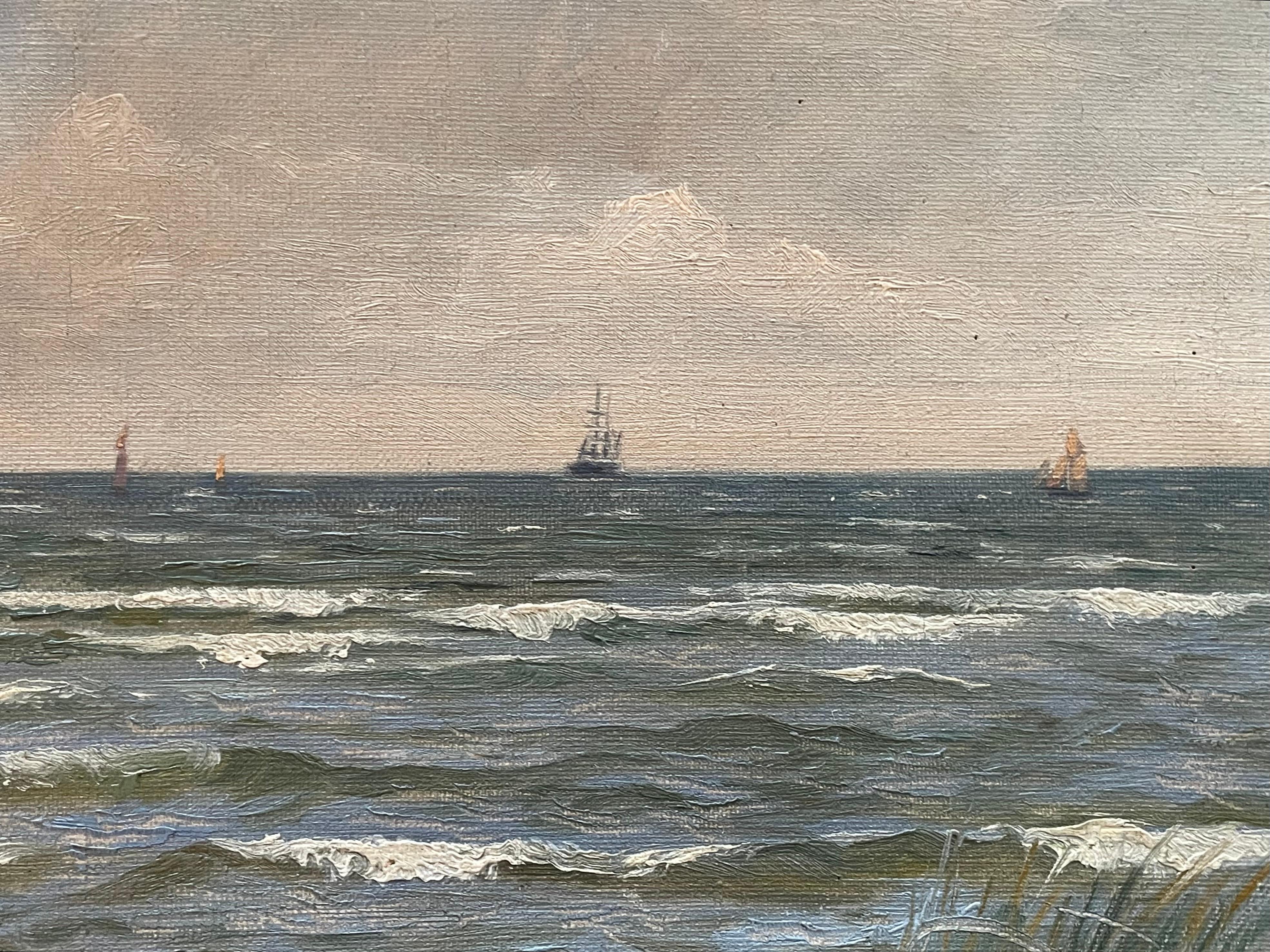 Danois Ancienne peinture à l'huile maritime danoise du début du 20e siècle par Holger Topp Pedersen en vente