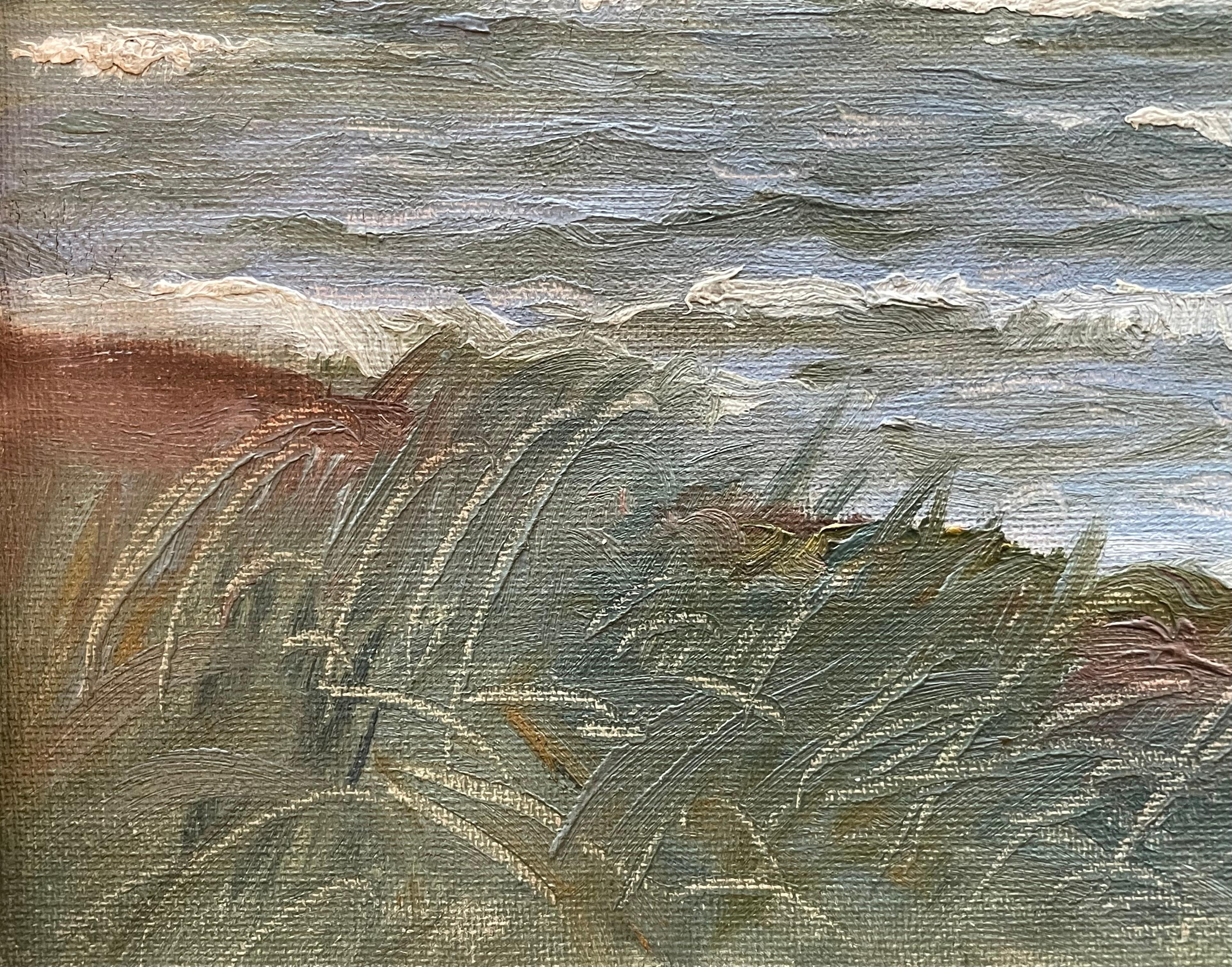 20ième siècle Ancienne peinture à l'huile maritime danoise du début du 20e siècle par Holger Topp Pedersen en vente