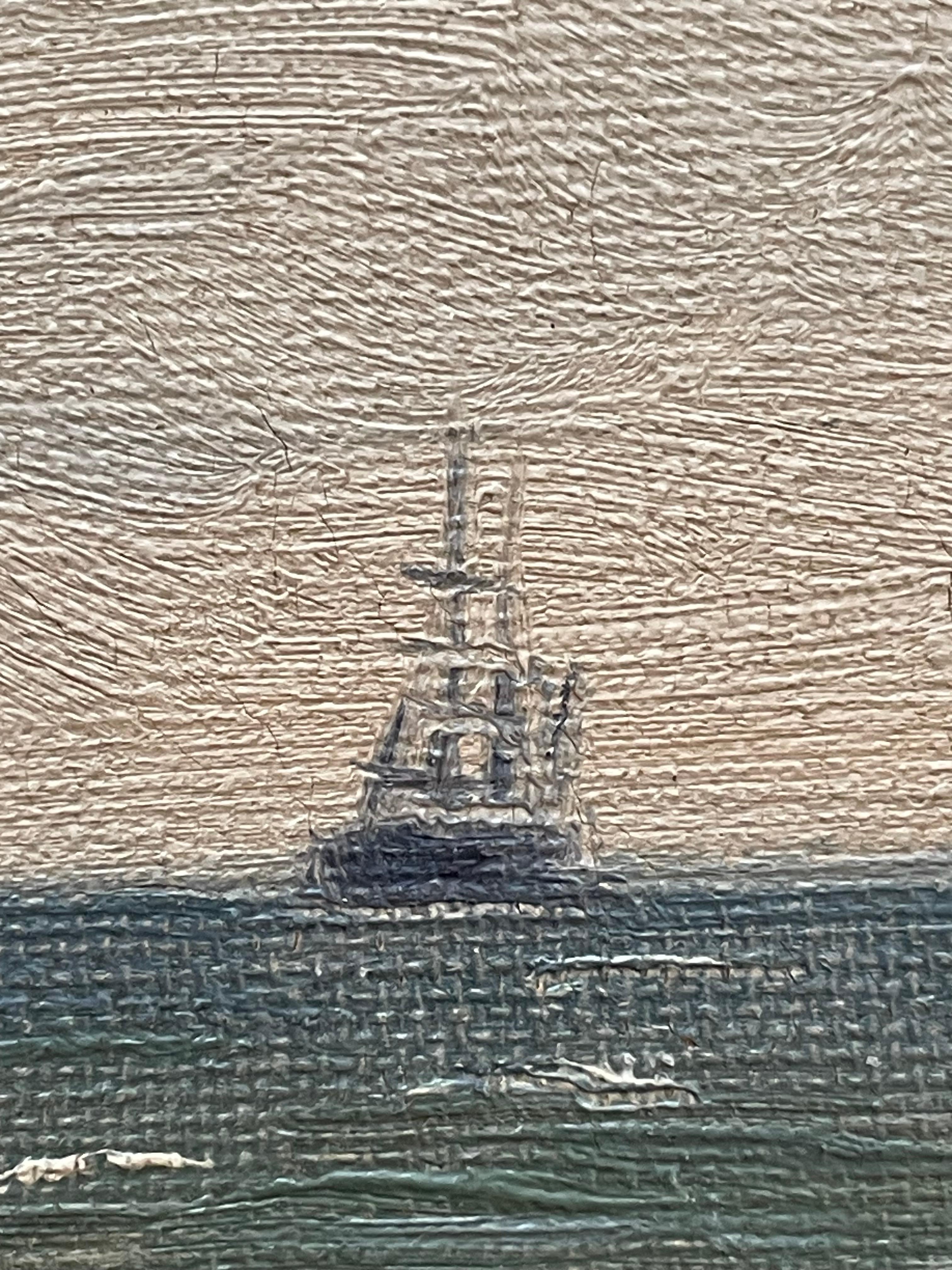 Ancienne peinture à l'huile maritime danoise du début du 20e siècle par Holger Topp Pedersen en vente 2