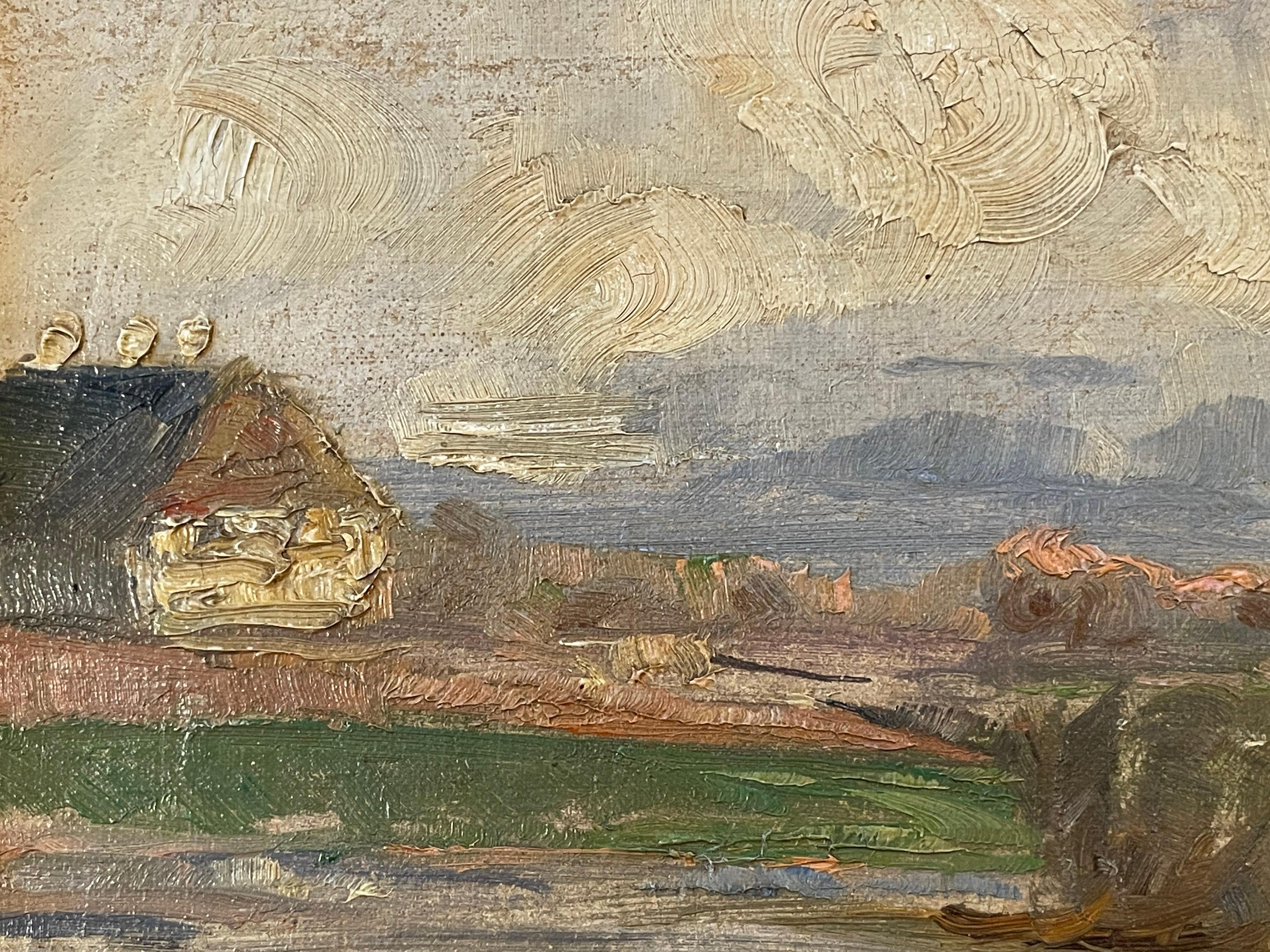 Danois Ancienne peinture à l'huile danoise du début du 20e siècle représentant un lac par Jacob Jørgensen en vente