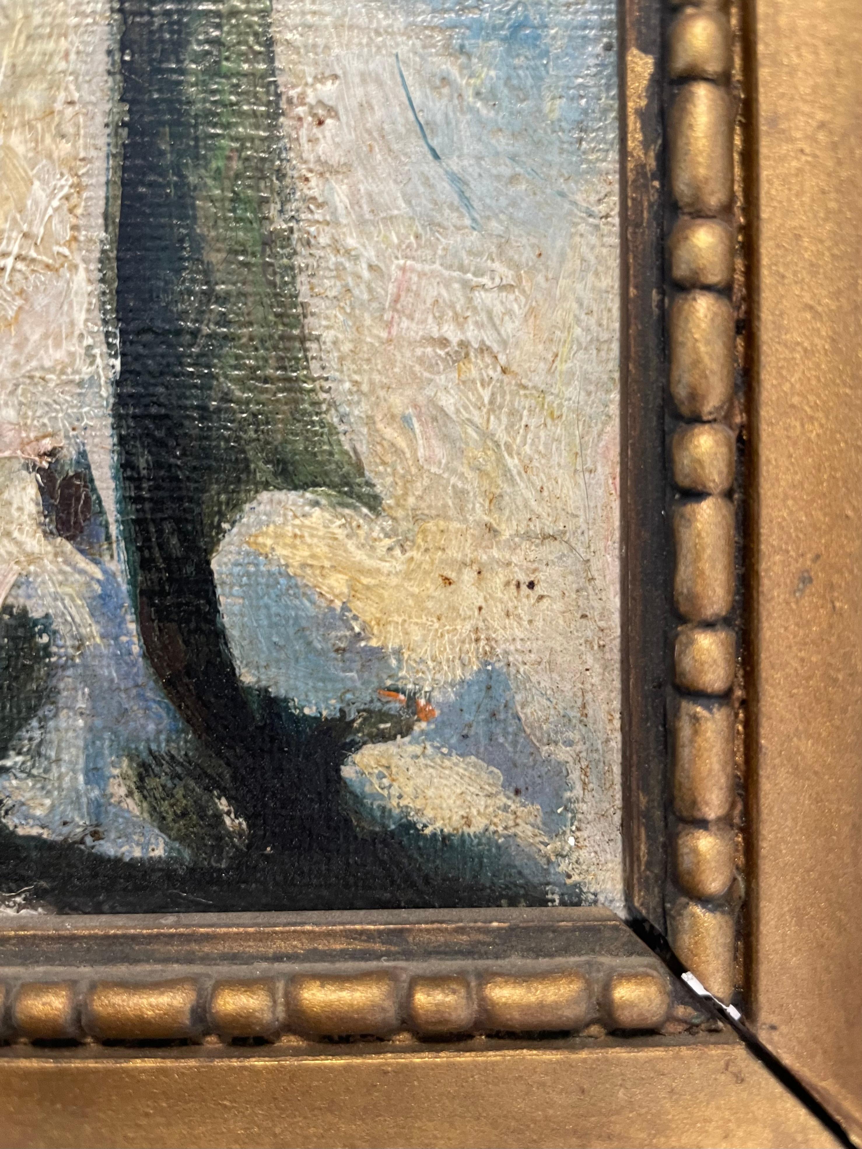 Ancienne peinture à l'huile danoise du début du 20e siècle représentant un paysage d'hiver par H. Møller en vente 5