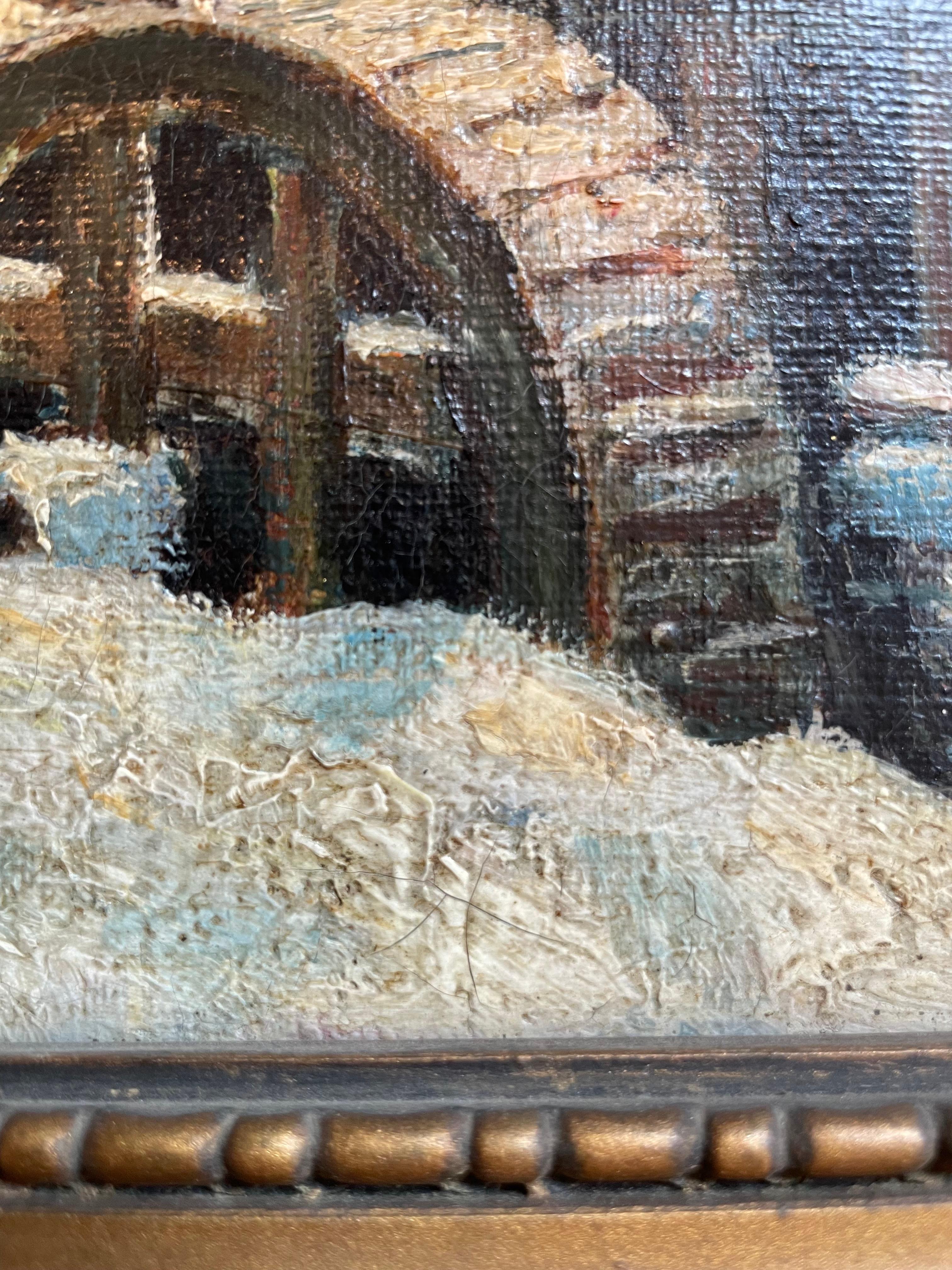 Ancienne peinture à l'huile danoise du début du 20e siècle représentant un paysage d'hiver par H. Møller en vente 6