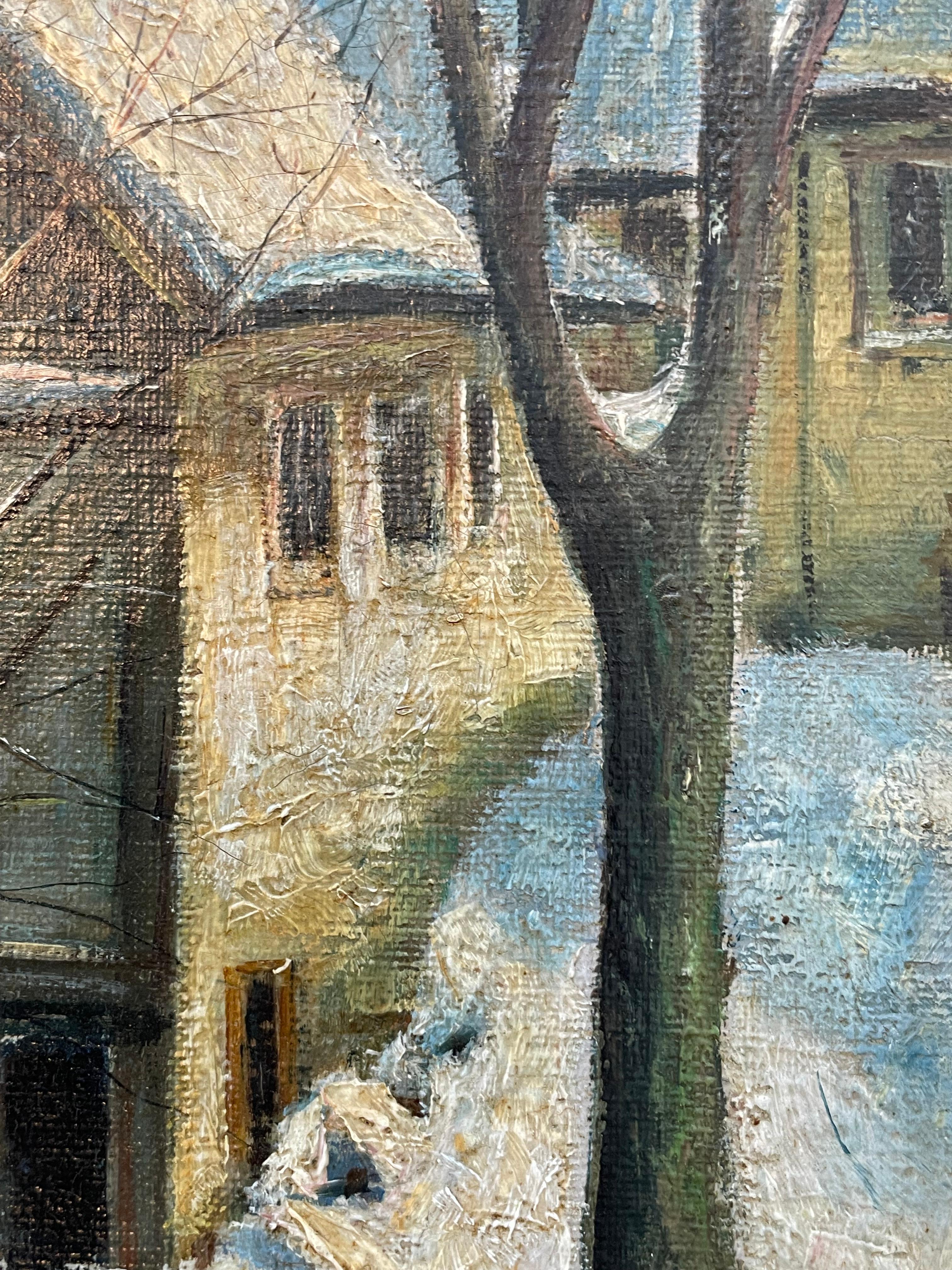 Peinture Ancienne peinture à l'huile danoise du début du 20e siècle représentant un paysage d'hiver par H. Møller en vente