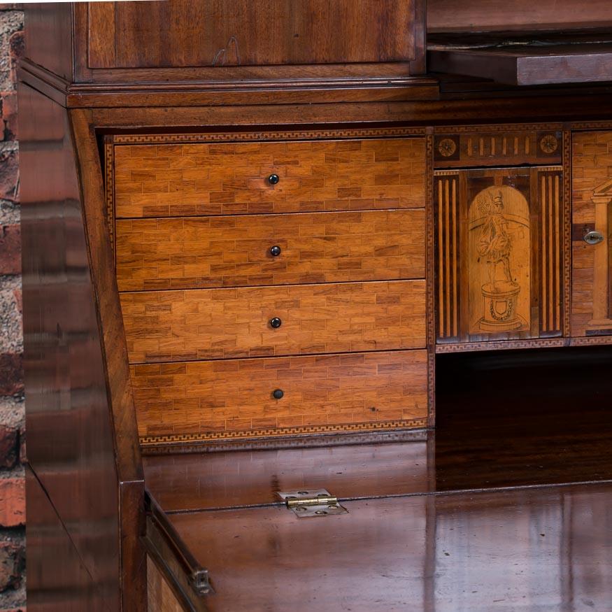 Antique Danish Empire Mahogany Secretary Desk In Good Condition In Round Top, TX