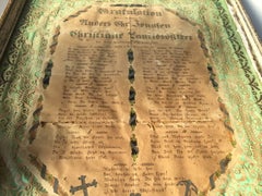 Antique Danish Folk Art Wedding Greeting Declaration in Original Frame, 1864