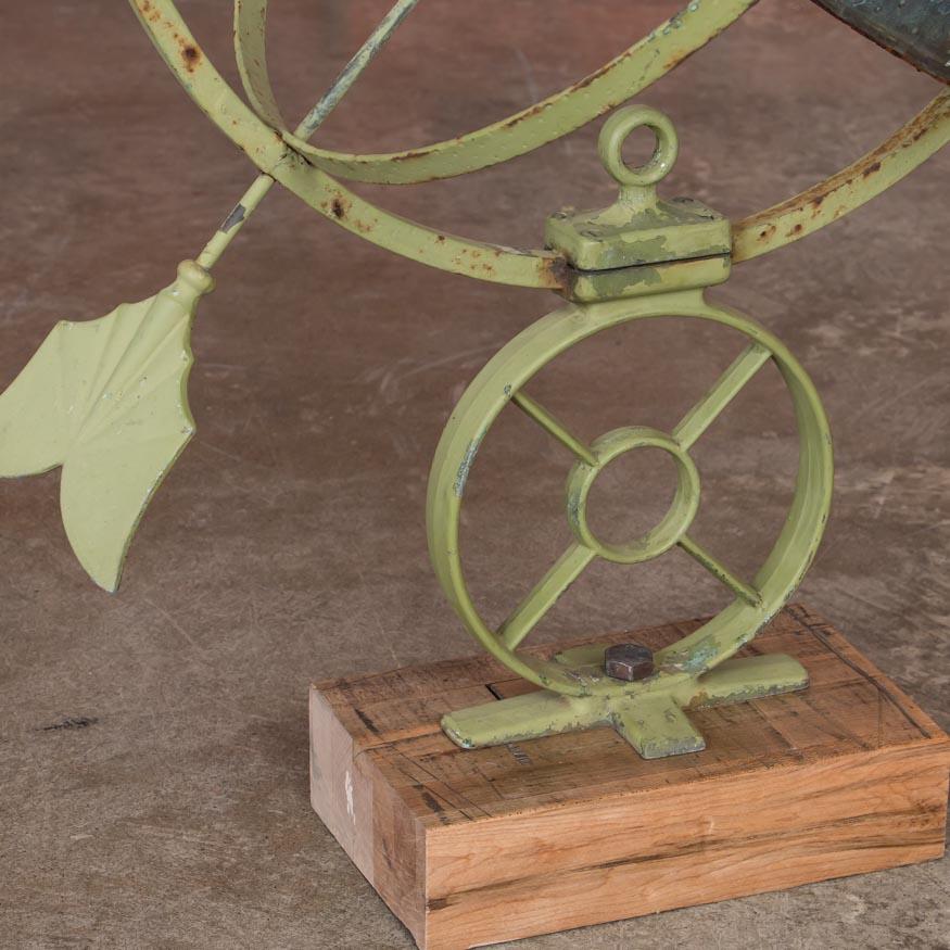 Antique Danish Green Garden Sun Clock / Armillary In Good Condition In Round Top, TX