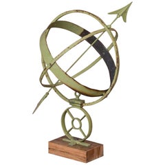 Antique Danish Green Garden Sun Clock / Armillary