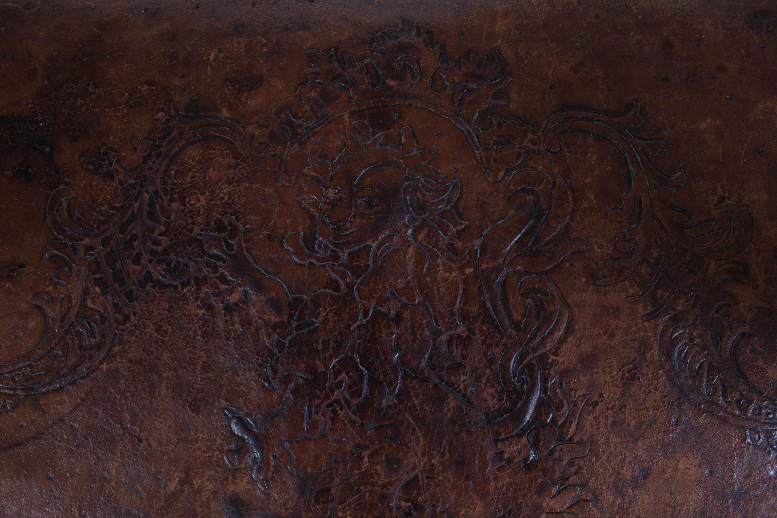 Antique Danish Hand Carved Piano Bench with Lion Heads and Original Leather Seat For Sale 6