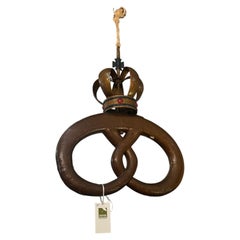 Antique Danish Hand Carved Pretzel Bakery Sign