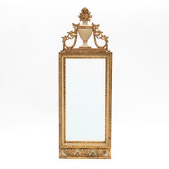 Rectangular Danish Louis XVI Carved Wooden Gilt Mirror